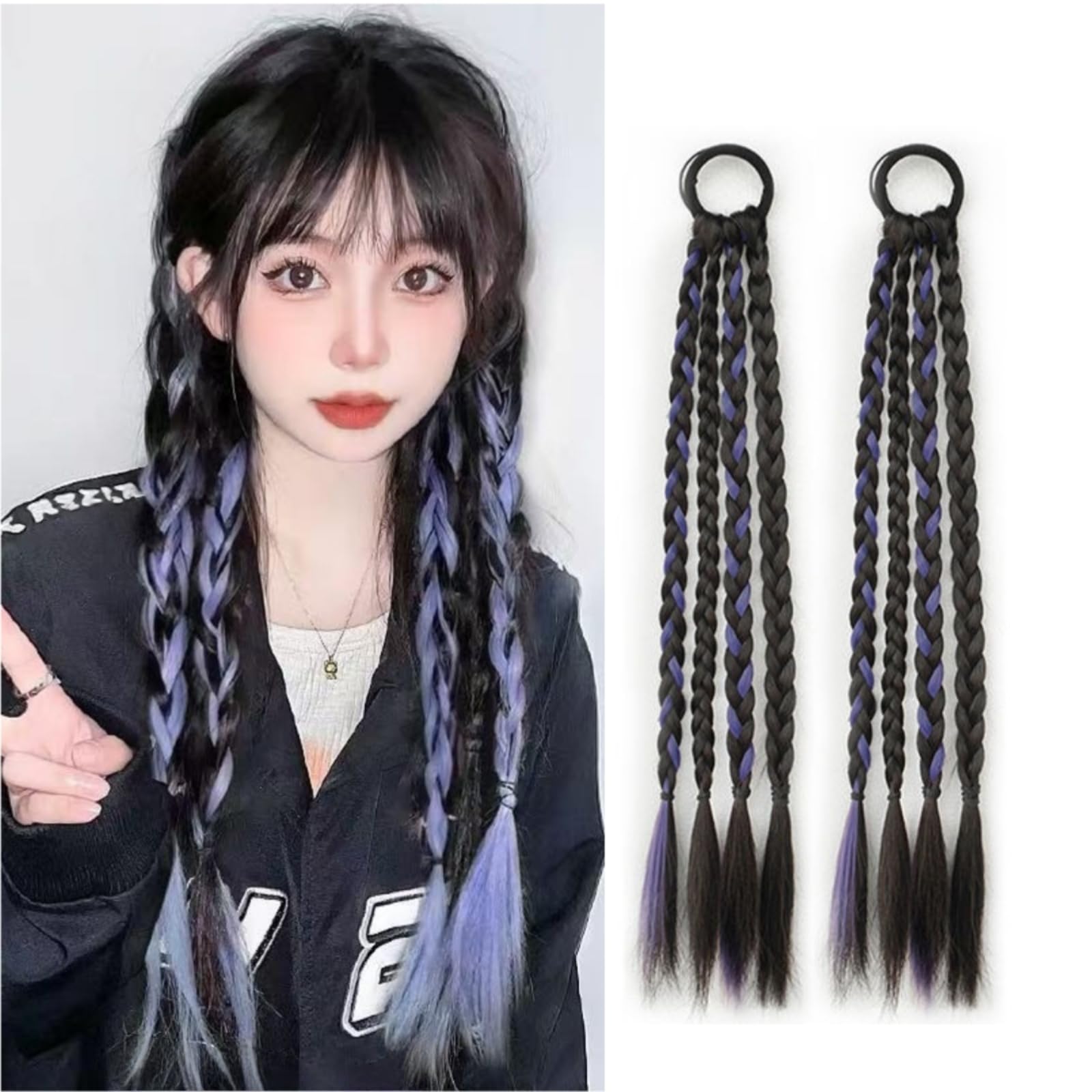 Amazon.co.jp: エクステ ポニーテールリング2本セット 四つ編み つけ毛