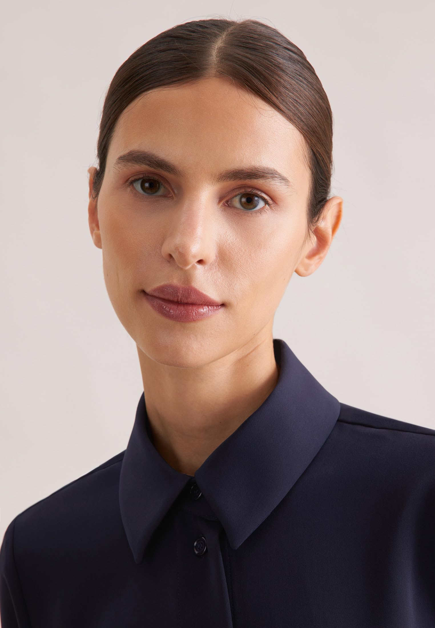 Seidensticker Bluzka damska - Regular Fit - Jednokolorowa - Długi rękaw - Kołnierz koszuli - Moda - Bluzka, niebieski, 42