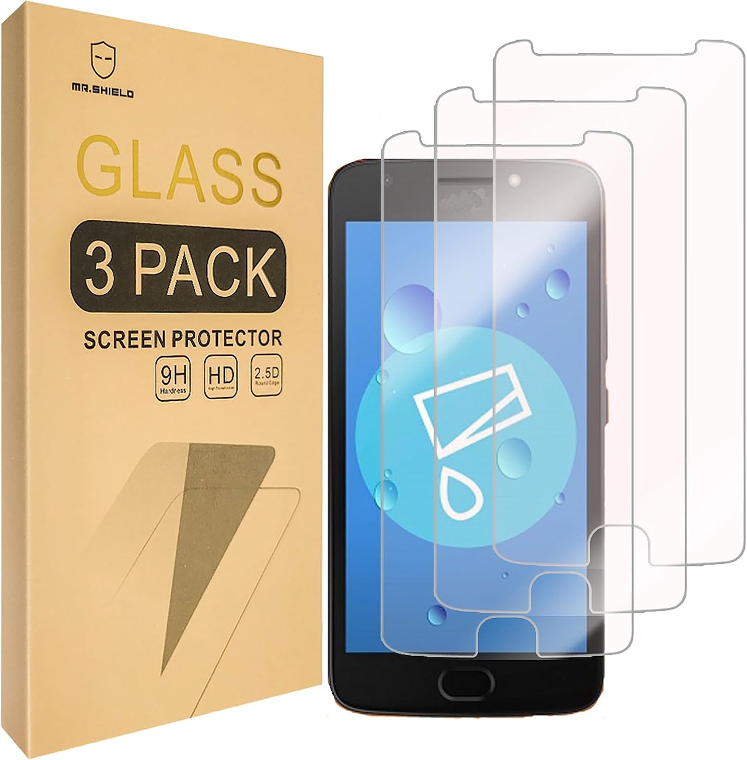 Mr.Shield [3-PACK] Designed For Motorola Moto E4 / Moto E (4th Generation) [Tempered Glass] Screen Protector [0.3mm Ultra Thin 9H Hardness 2.5D Round Edge] with Lifetime Replacement