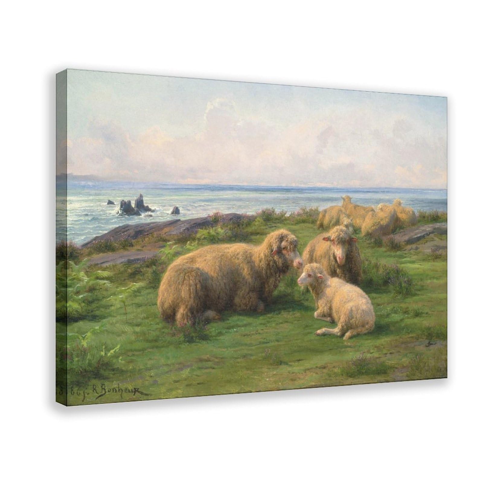 Dfjyjfgjj Rosa Bonheur,Sheep By The Sea Canvas Wall Art Print Poster For Home School Office Decor 16" L X 24" W