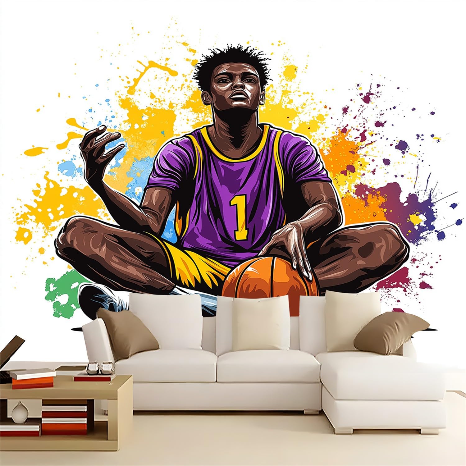 Fototapeta do sypialni, anime, sport, koszykówka, fototapeta 3D, efekt 350 x 256 cm, tapeta z włókniny, nowoczesna tapeta odporna na promieniowanie UV, tapeta ścienna, do salonu, dla chłopców