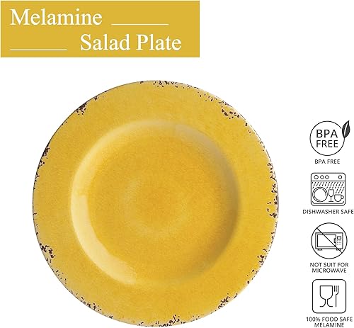 Miniatura 10 de UP ware Crackle - Juego de 6 platos de ensalada de melamina, sin BPA, aptos para lavavajillas, platos de ensalada para risotto, pasta y ensalada,