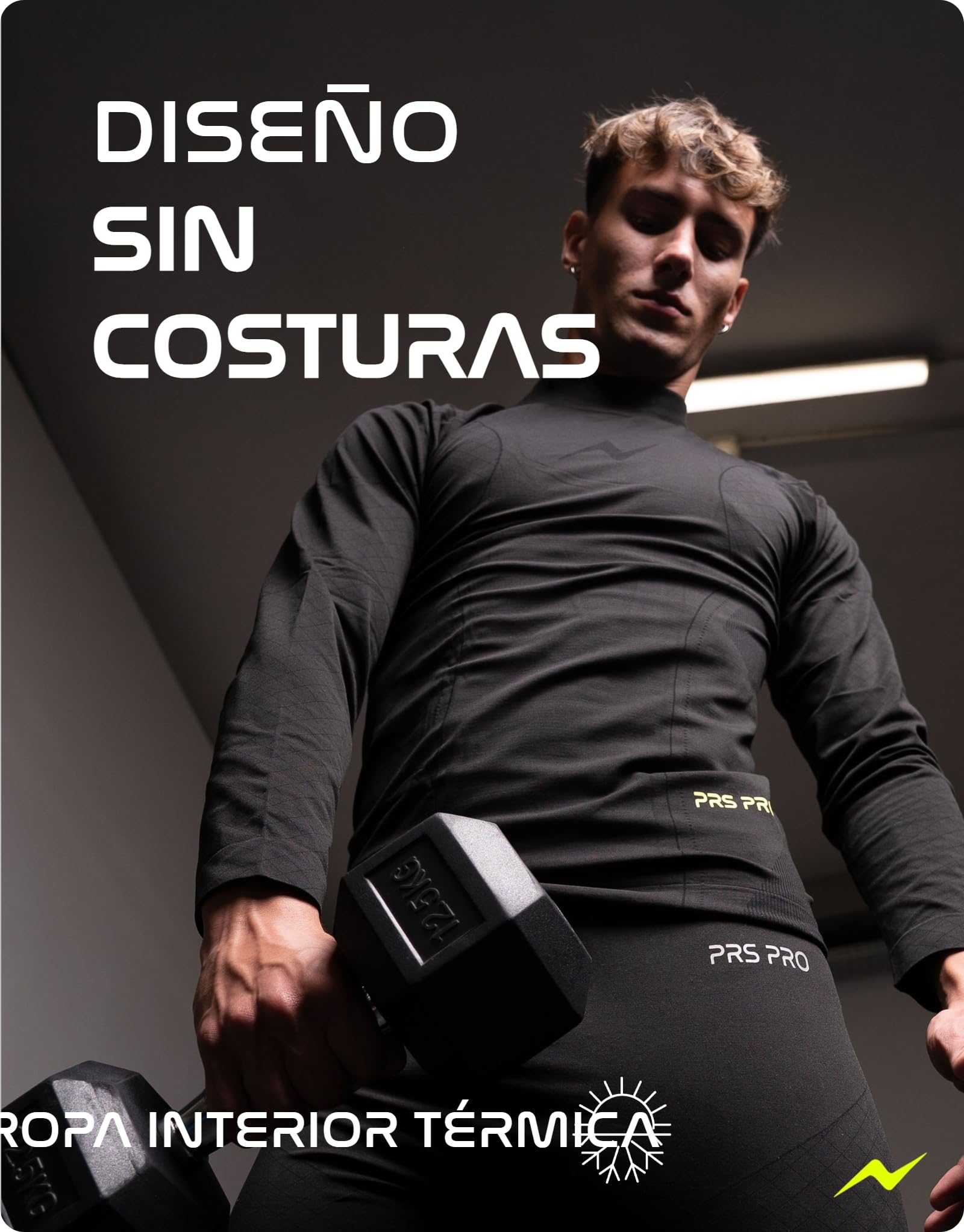 PRS Camiseta Térmica de Manga Larga para Hombre – Ropa para Hombre – Camiseta de Running Transpirable – Cuello Cisne Sin Costuras de Secado Rápido (Negro, S/M)