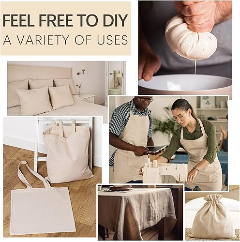 Miniatura 7 de The Yard - Tela de muselina 100 % algodón, 10 yardas, tela de lino natural sin blanquear de 63 pulgadas x 10 yardas, material de tela de lino de