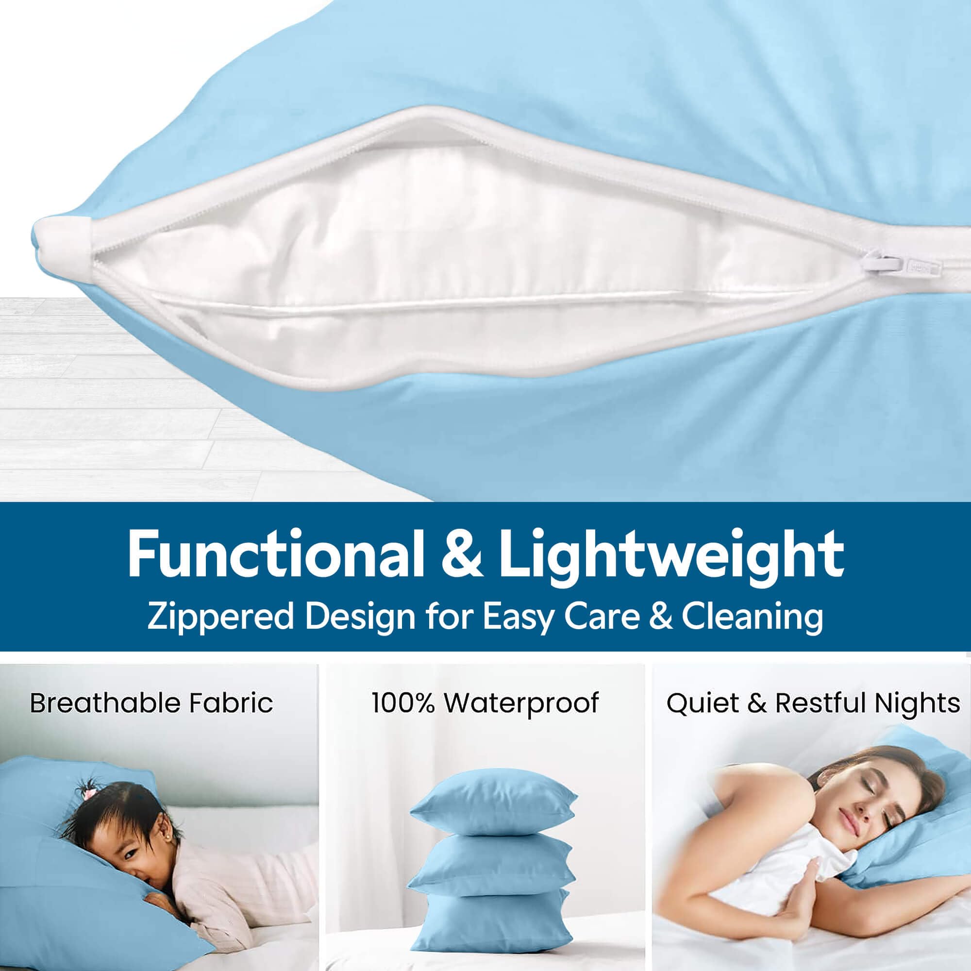 Guardmax Protector de almohada de jersey con cremallera, impermeable, a prueba de chinches y ácaros, fundas de almohada hipoalergénicas de alta calidad, king, 2 unidades 51 x 91,5 cm.