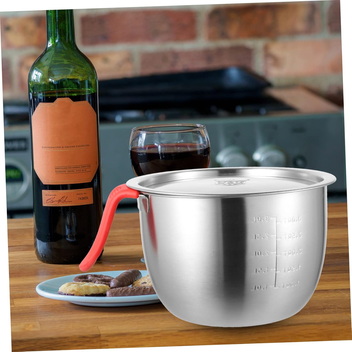 Happyyami 304 Stainless Steel Egg Whisking Mixing Bowl with Lid Non-Slip Handle High-Depth for Kitchen Salad Baking and Cooking