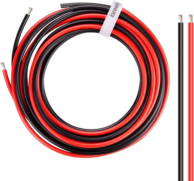 10 Gauge Wire - iGreely 30 FT Red & 30 FT Black 10 Gauge Tinned Copper Electrical Wire Cable for Solar Panel Car Audio Automotive Trailer Marine Harness Wiring 10AWG 30Ft (10AWG 30Ft)