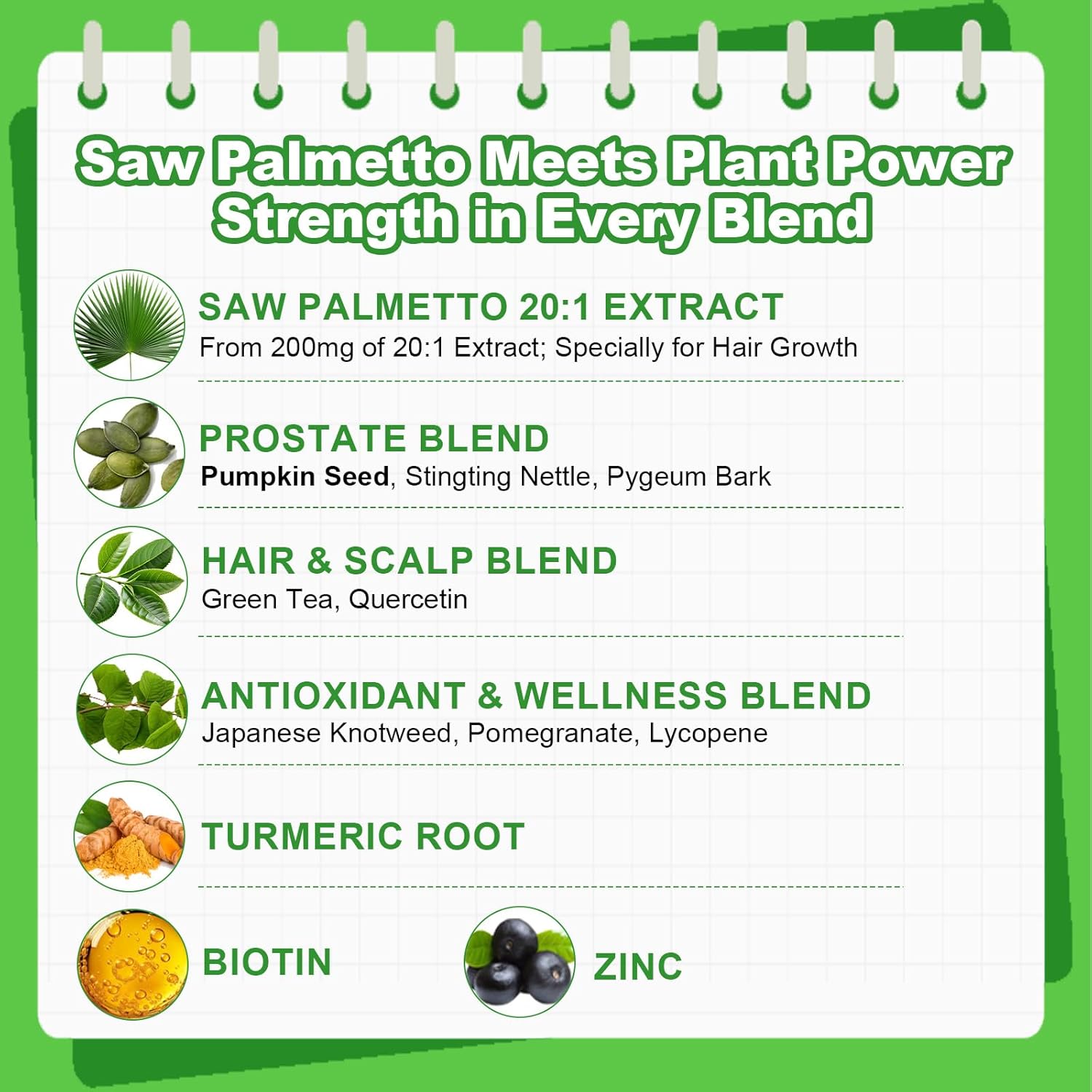 2 Pack Saw Palmetto for Men Gummies, Extra Strength DHT Blocker for Men, with Pumpkin Seed Oil & Biotin, Support Prostate, Urinary Health & Hair Growth, Hormone Balance, Sugar Free, Vegan, 120ct - Image 3