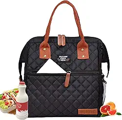 INSMEER Lancheira Bolsa Térmica, Bolsa Térmica Marmita Portátil Para Viagem, Caminhada, Praia, Piquenique, Churrasco,20 Latas, Preto