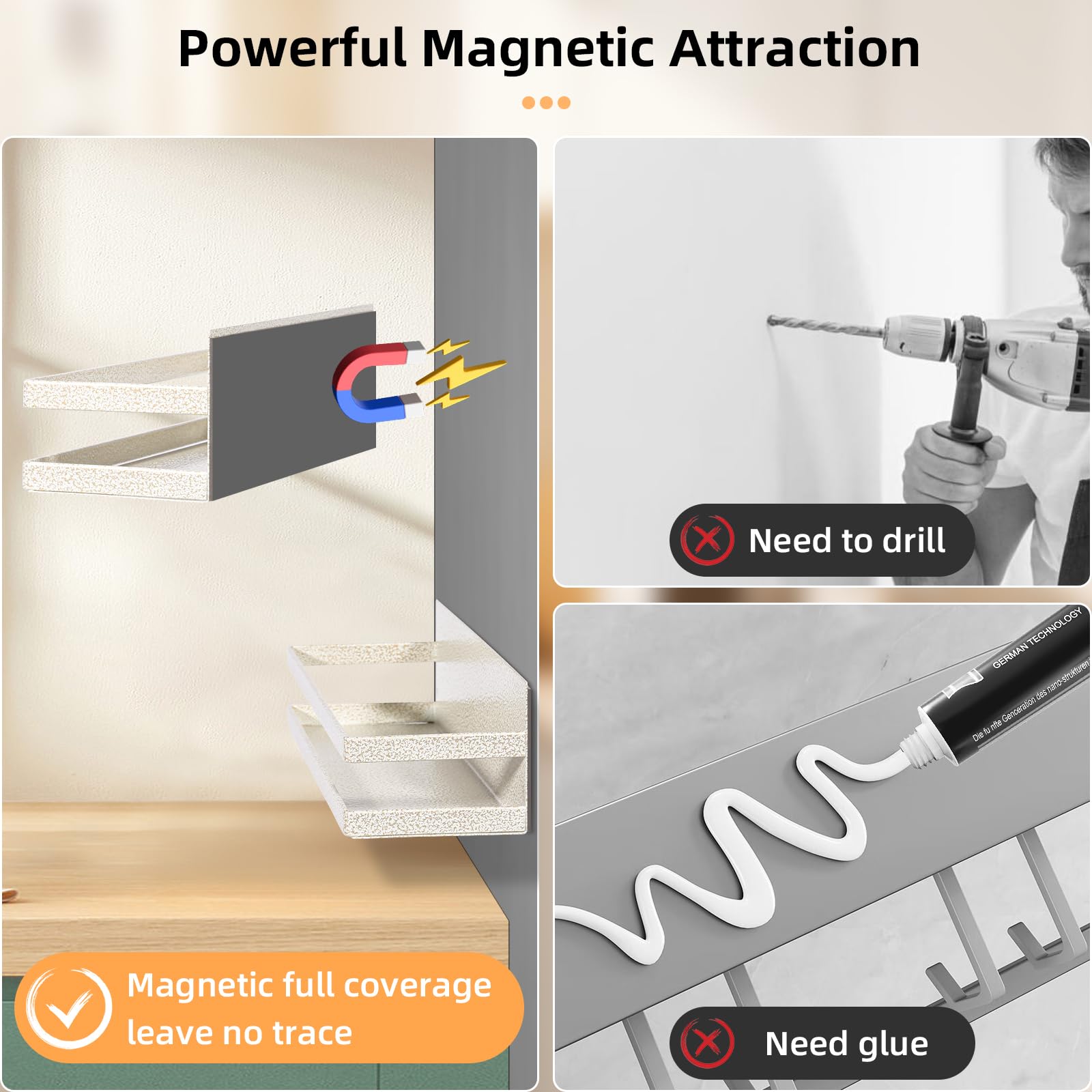 Uten Magnetic Spice Rack, 2 Pack Strong Magnetic Shelf, Wall Mounted Spice Rack Without Drilling - Image 2