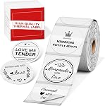 M220 Étiquette, M110 Étiquettes thermiques rondes - 1.96"(50mm) Sticker Circle imperméable pour compatible avec Phomemo M110 M150 M220 M221 M250 M260 M100 Imprimante d'étiquettes, Rose, Bleu, Khaki, 3 Des rouleaux pour le logo, merci