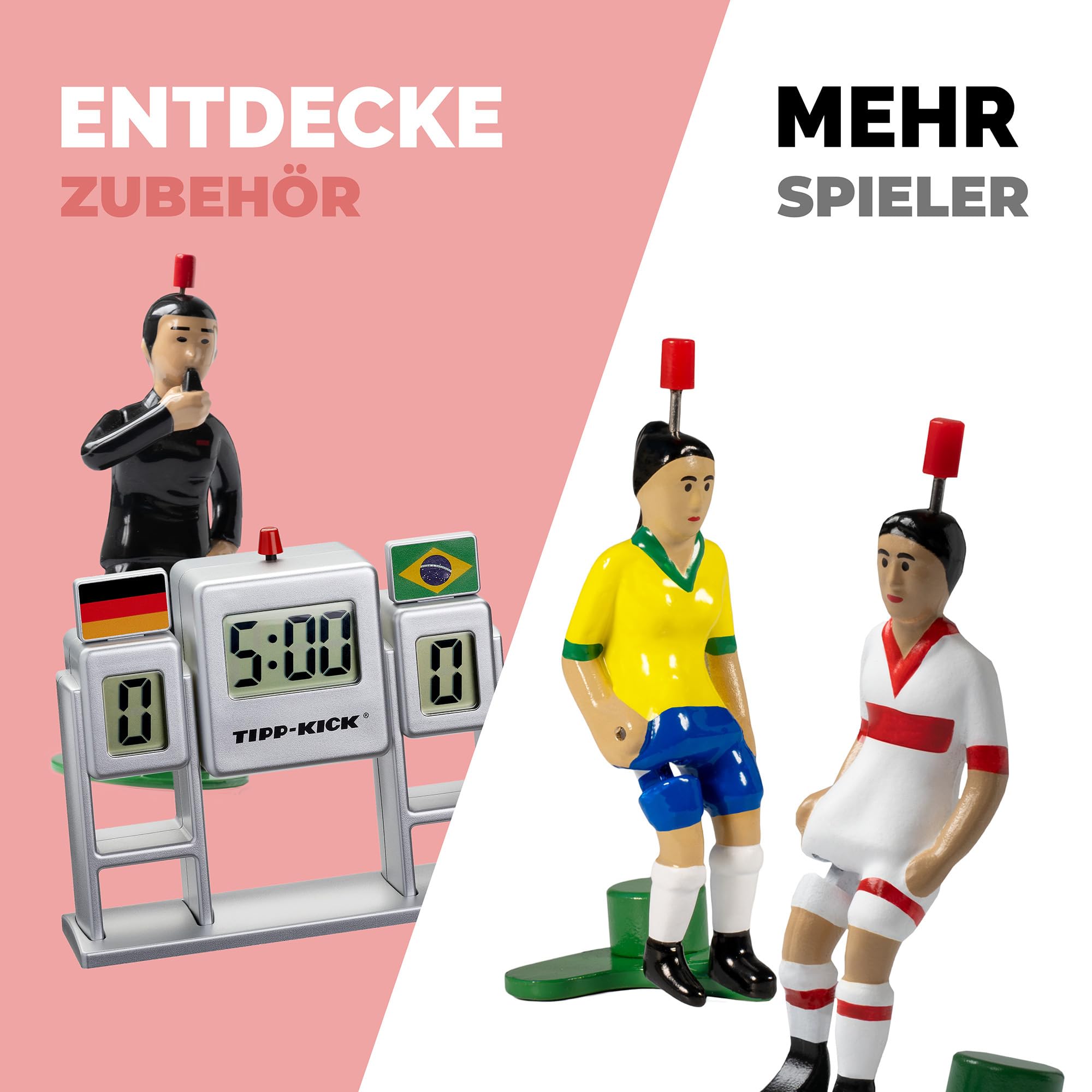 TIPP-KICK Spiel Retro Edition Tischfußball-Set - Nostalgisches Fußball-Spiel im 50er Design mit Spielern, Torwarten, Metall-Toren, Bällen und Spielfeld aus Filz, Geschenkidee für Fans