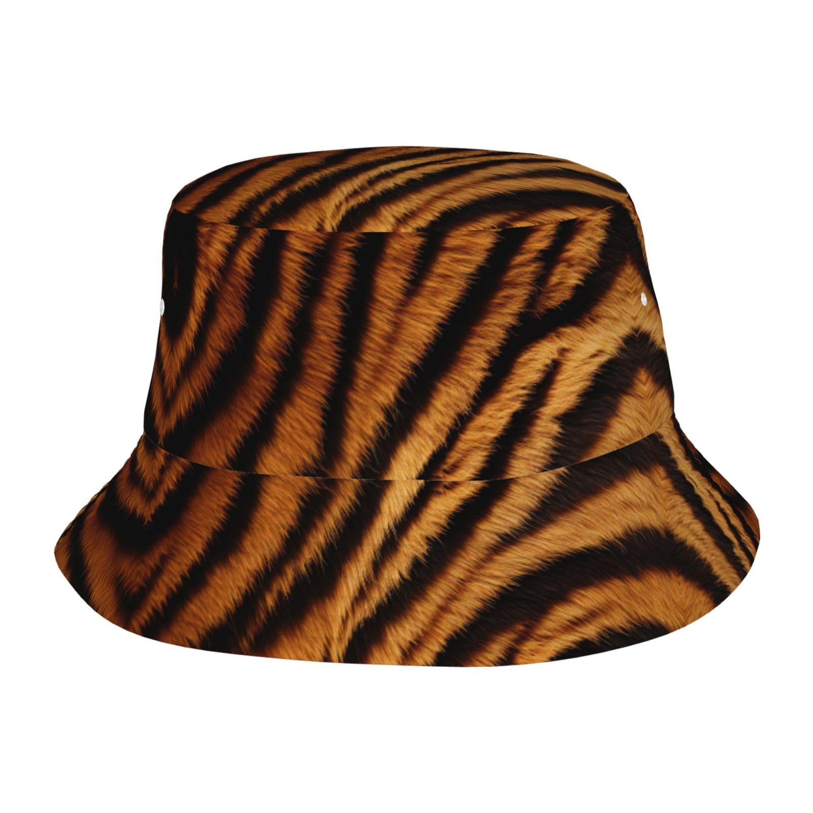 Scaua Unisex Black Tiger Stripe Print Bucket Hats Adults Beach Hat Fashion Fisherman Cap Outdoor Travel Beach Sun Hat