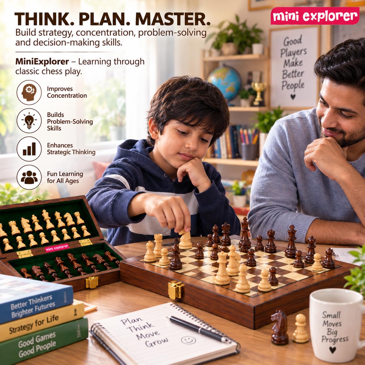 MiniExplorer Magnetic Chess Set - Foldable & Portable -8