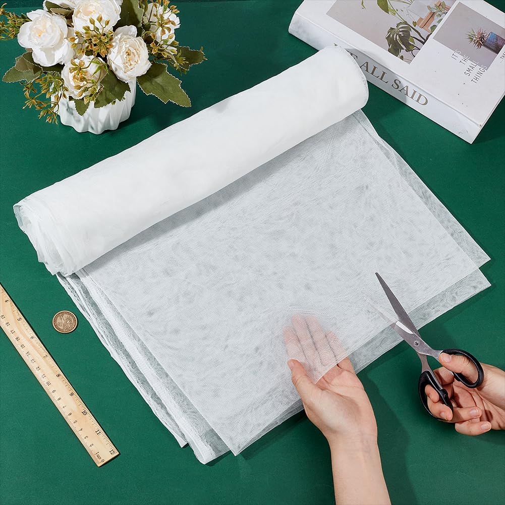 NBEADS 5.5 Yard Polyester Mesh Fabric, 63 Inch Wide Tulle Fabric White Breathable Mesh Material for Clothing Lining, Sportswear, DIY Crafts and Costume Design