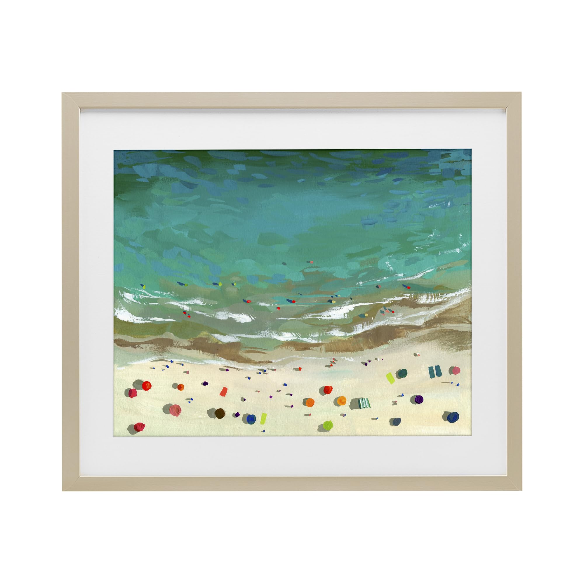 Stupell Industries Harvest Pine (Textured) 'Aerial Turquoise Shoreline', Framed Print Under Glass, Brown, 16 X 13 Inches, Easy To Hang And Sturdy, Made In Usa, By Brook Page