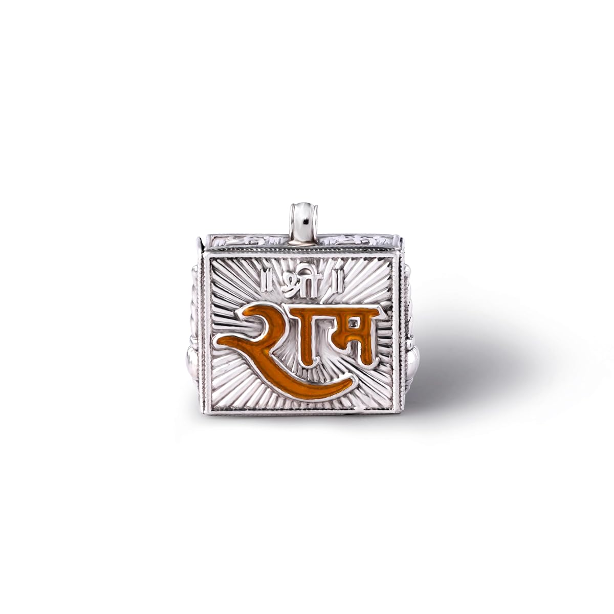 Om Bageshwarai Namah Printed 99.9% Pure Silver Chowki| Shri Ram Pendant Shri