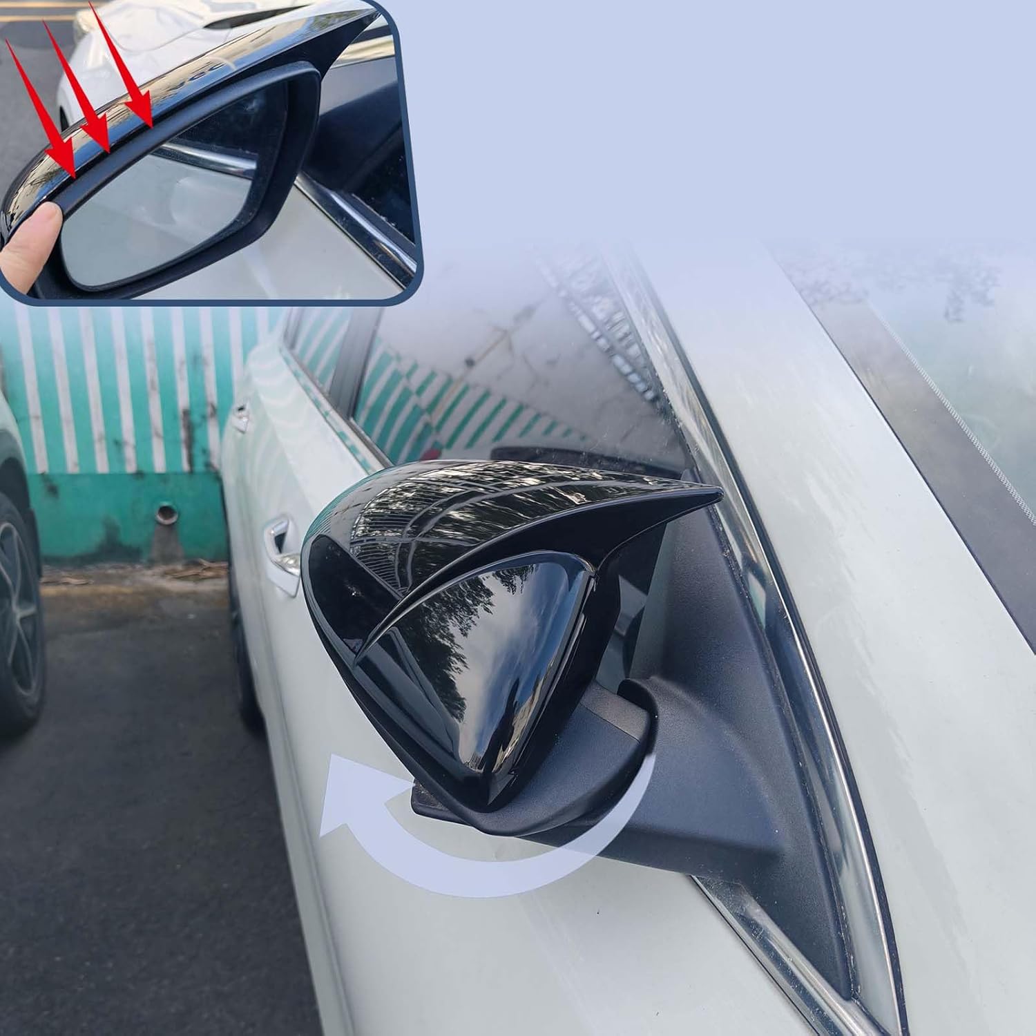 Side Rearview Mirror Cover For Kia Forte 2019-2024 Accessories Aggressive Look Sport Door Side LH & RH Exterior Rearview Mirror Guard Cover Trims Glossy Black（Without Turn Signal)