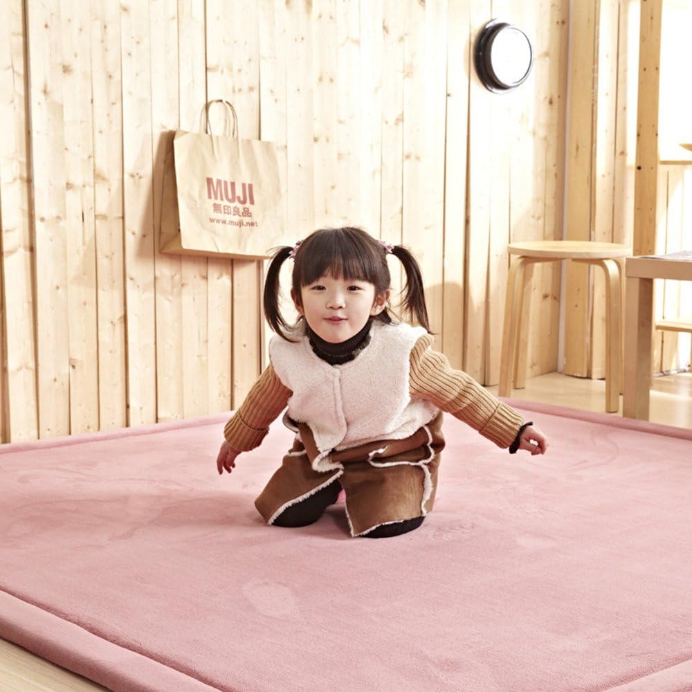 Eanpet Soft Tatami Mat Area Rug Pad Non-Slip Memory Foam Carpet Large Playmat for Kids Crawling, Anti-Skid Doormat for Living Room & Bedroom, Women's Gym Mat - Pink