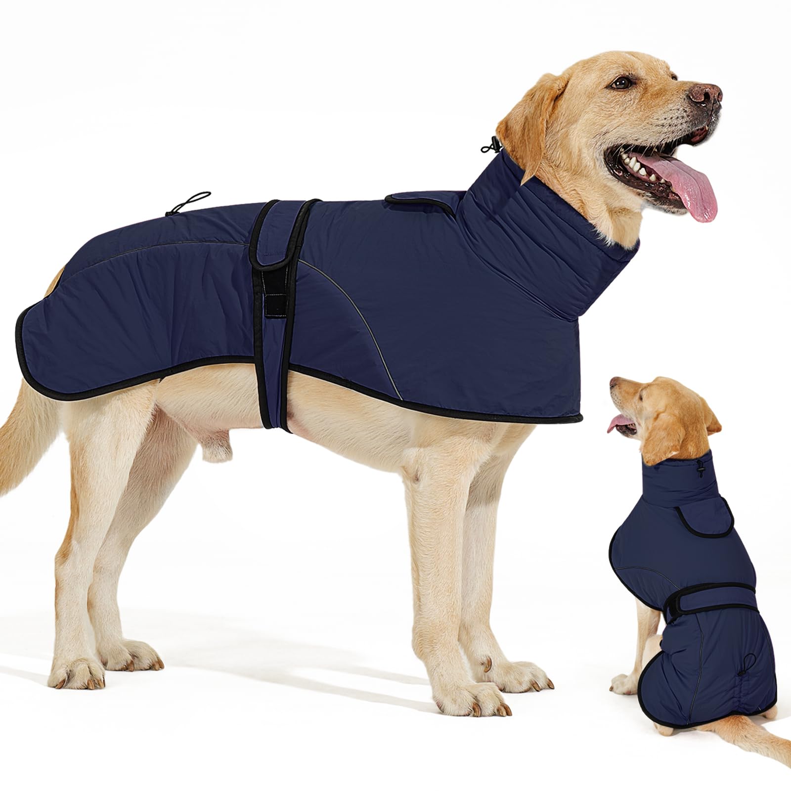 Dotoner Cappotto Impermeabile per Cani,Cappottino Cani,con Foro Guinzaglio e Bande,Giubbotto cane Antivento Invernale Termico con Bretchie Regolabile per Cane Taglia Piccola, Media e Grande