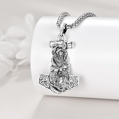 Miniatura 2 de YFN Collar vikingo de plata de ley con colgante de talismán nórdico Vegvisir, joyería vikinga, regalo gótico de bruja para mujeres y hombres