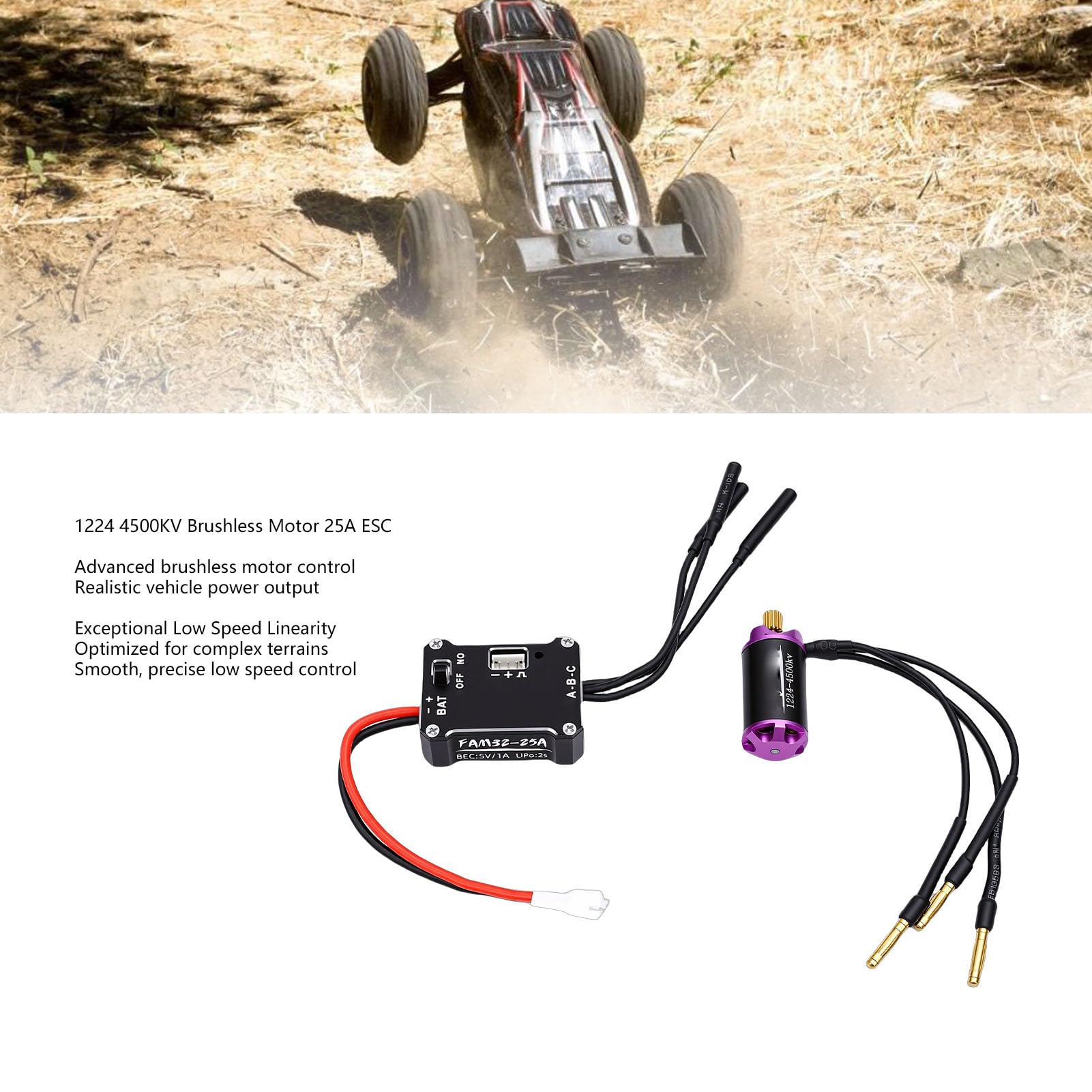 Silnik Bezszczotkowy, Silnik 4500KV w Skali 1/24 z Zestawem Modernizacyjnym 25A ESC Combo RC Crawler dla SCX24, Inne Modele Samochodów
