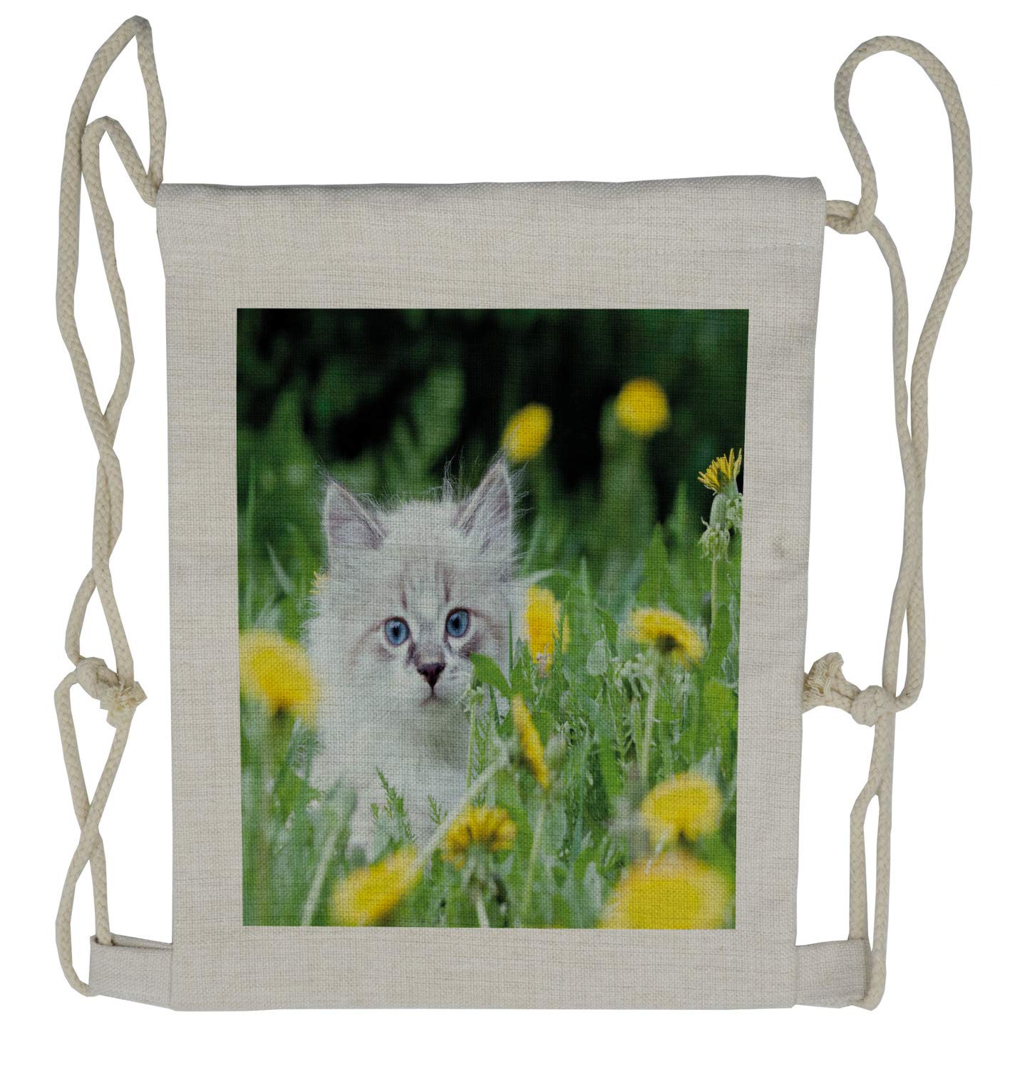 Lunarable Drawstring Backpack, Rural Dandelion Field Summer, Sackpack Bag