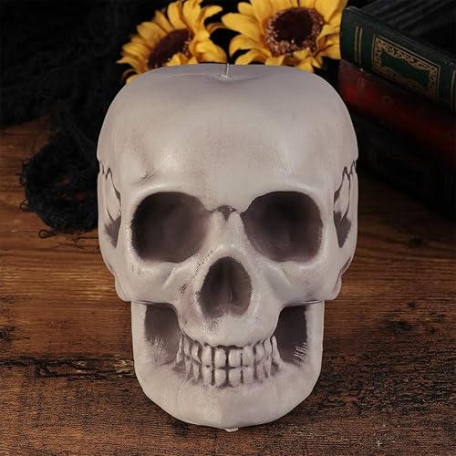 Miniatura 4 de Amosfun 1 pieza de esqueletos de Halloween de plástico realista cabeza de calavera humana modelo de hueso fantasma casa accesorios suministros