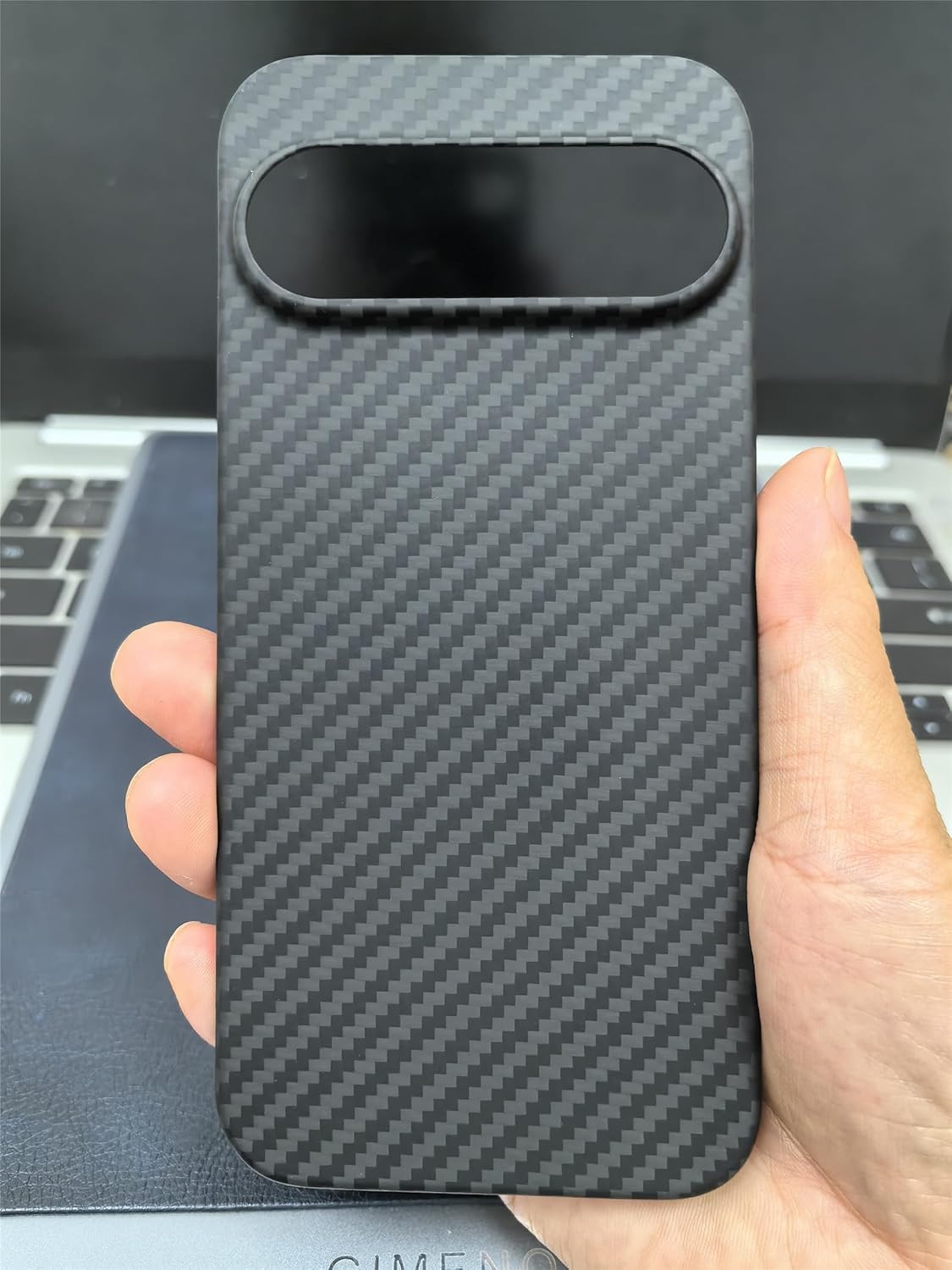Ultra Slim Case for Google Pixel 9 Pro XL, Made of Real Aramid Fiber, Soft Touch, Tough Durable Carbon Bumper Black