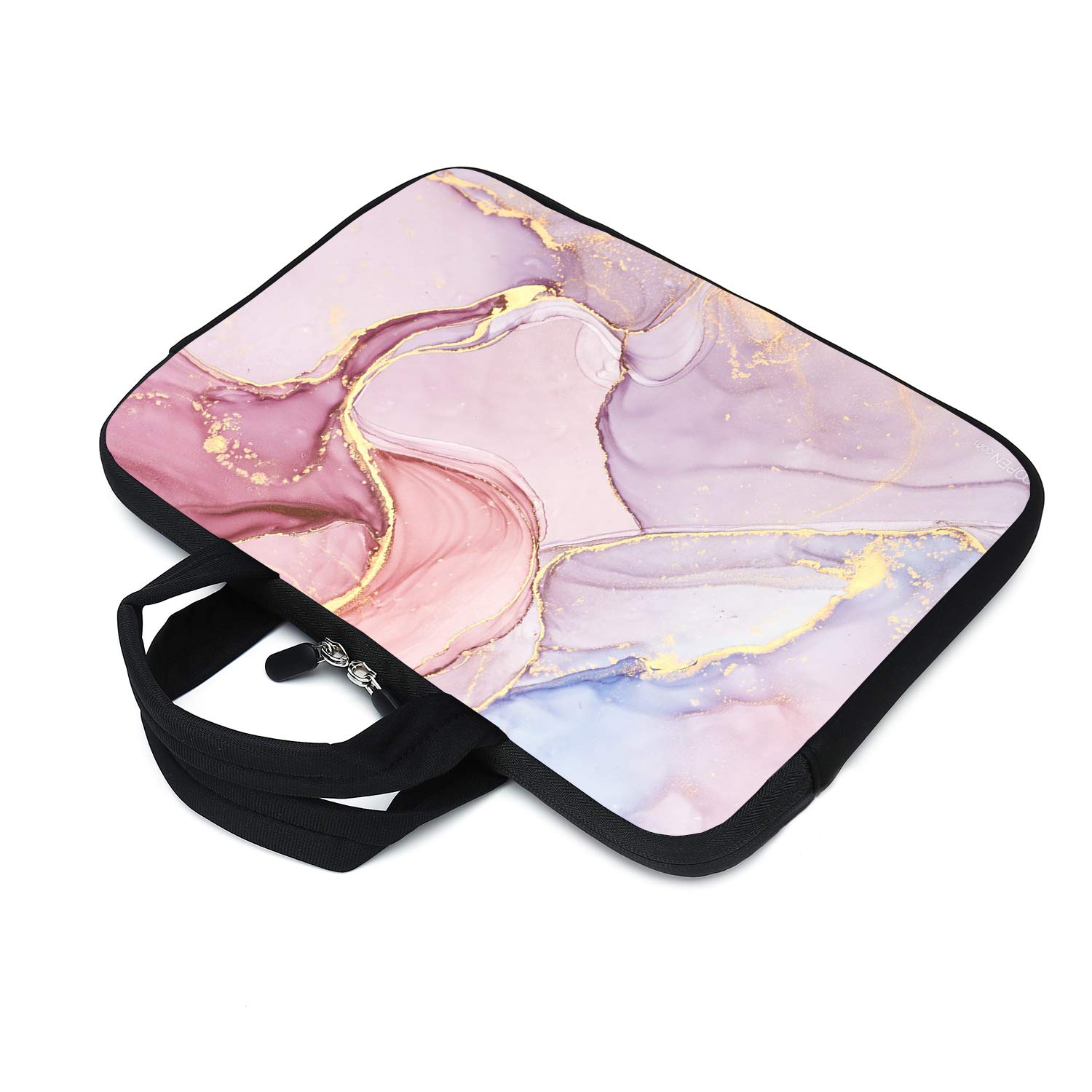 Funda para ordenador portátil de 15,6 pulgadas, 14 pulgadas, 15,5 pulgadas, 15,4 pulgadas, Ultrabook, funda para ordenador portátil, bolsa mensajera, funda de neopreno con mango (mármol rosa)