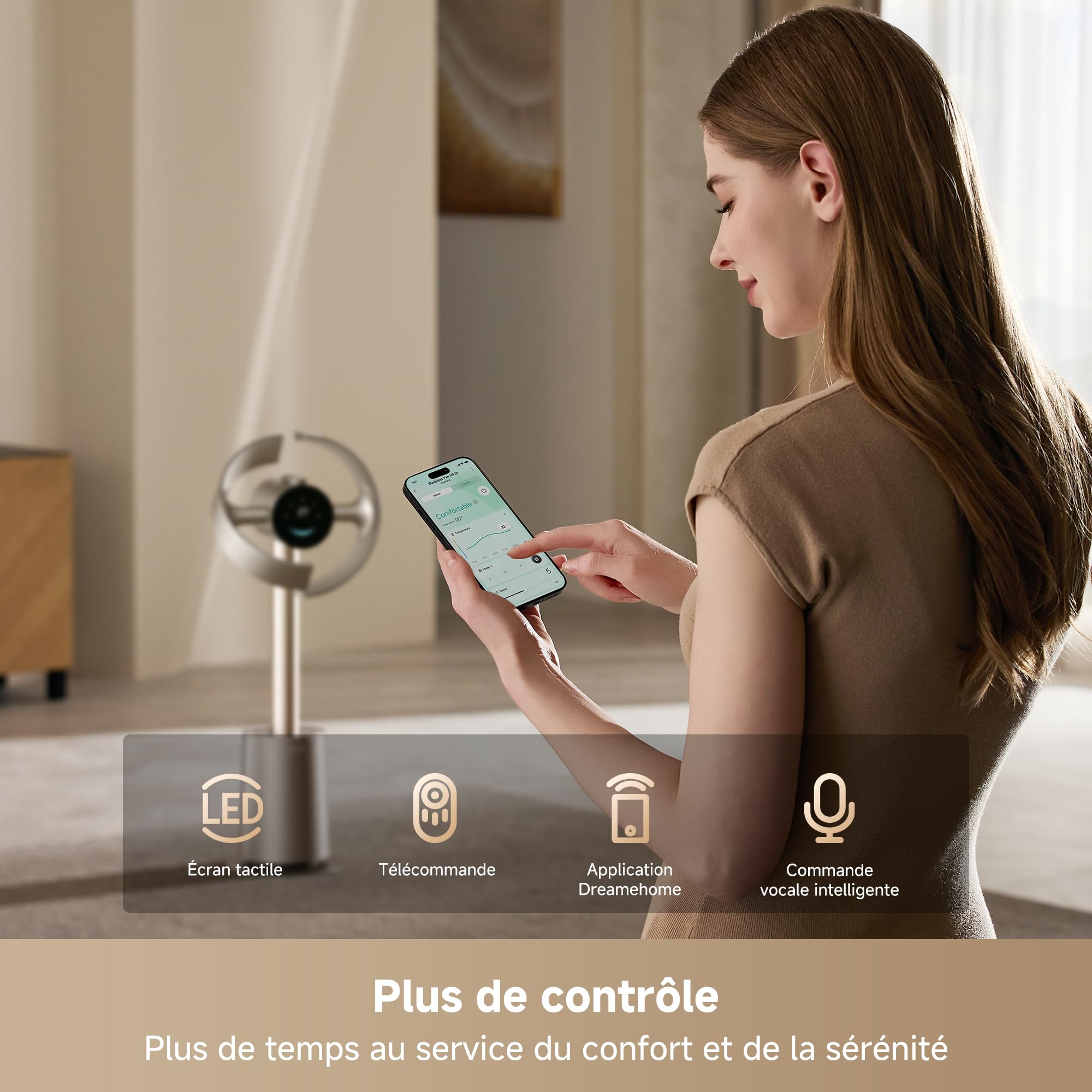 dreame MF10 Ventilateur sans pales, débit d’air spatial 270° pour circulation d’air dans toute la pièce, débit d’air adaptatif à la température, ventilation intelligente, filtre lavable