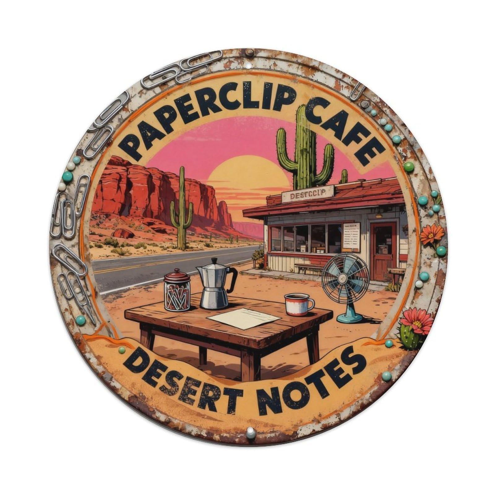 Paperclip Cafe Sign Metal Tin Sign Plaque