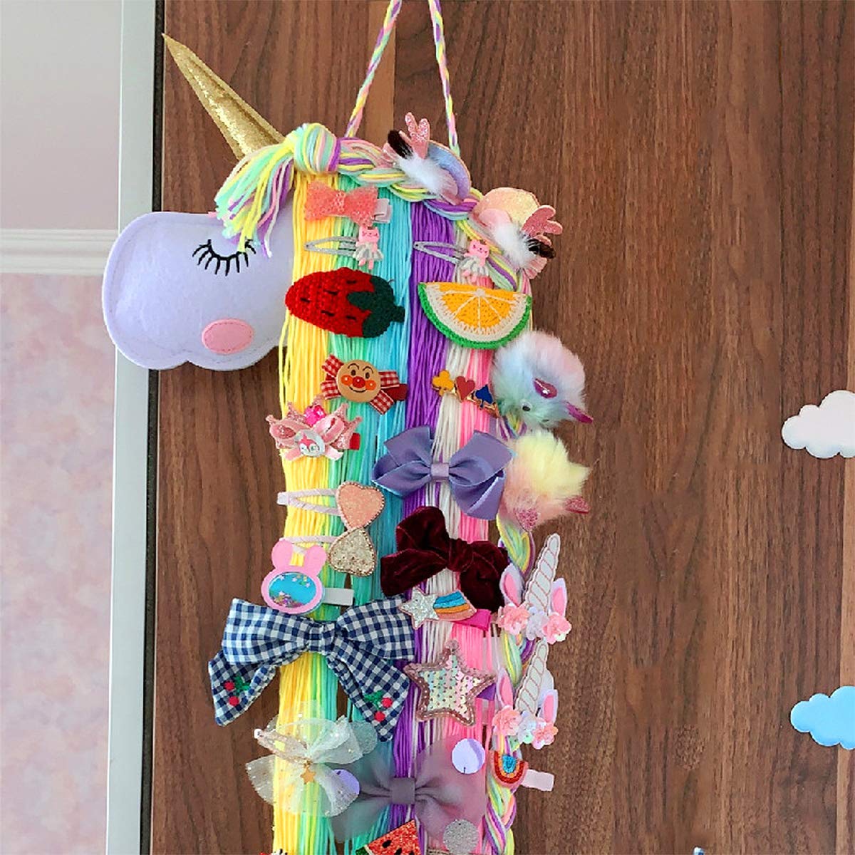 Unicornio Pinza Pelo Organizador Cabello Diadema Colgante Almacenamiento 2 Piezas para Niñas Bebé Habitación Fiestas