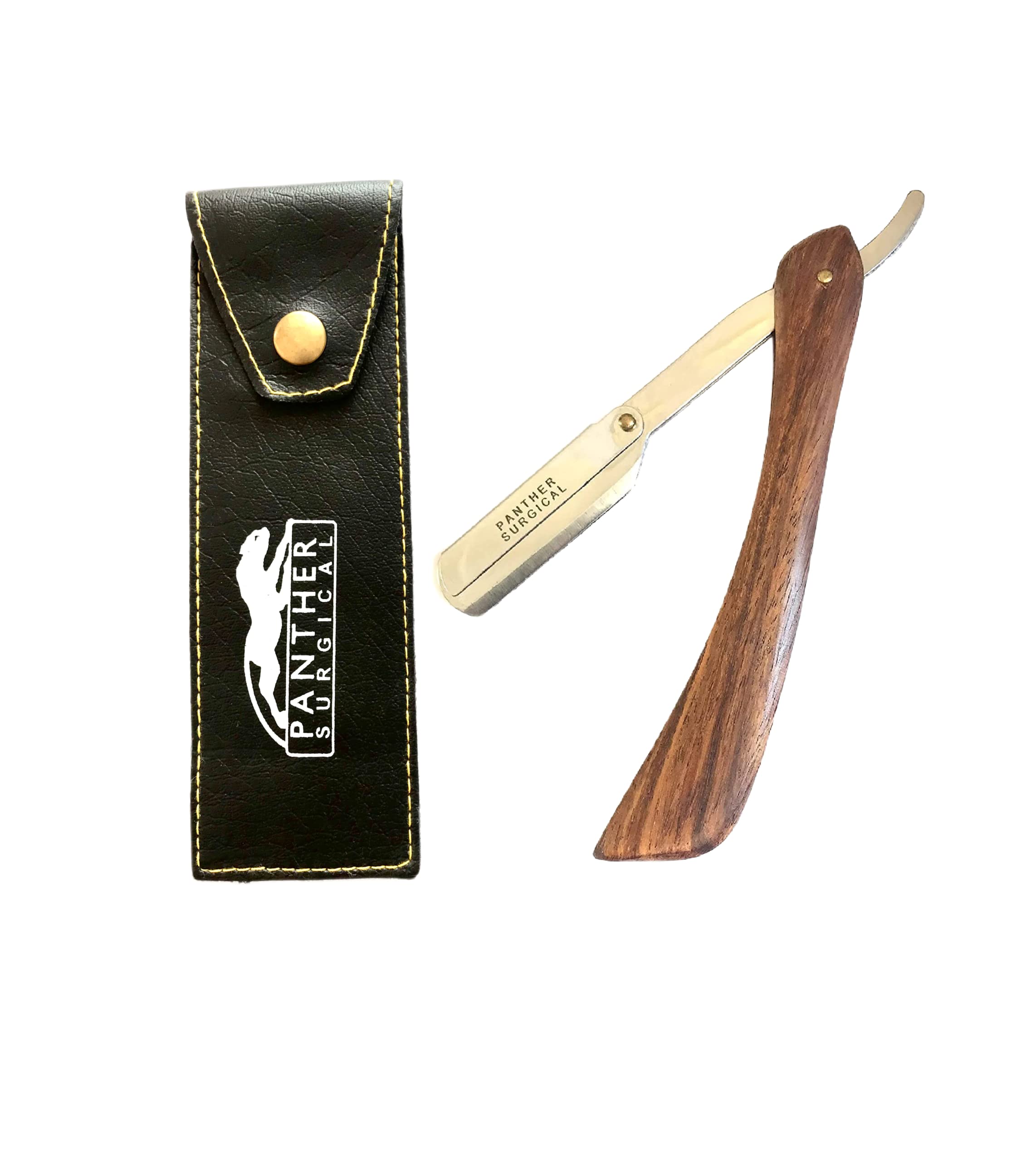 Professional & Personal use Light Weight Cut Throat Shaving Razor Straight Edge Blade Barber Shaver Wood Non Slip Handle Premium Quality Head/Beard Moustache Shaving Razor