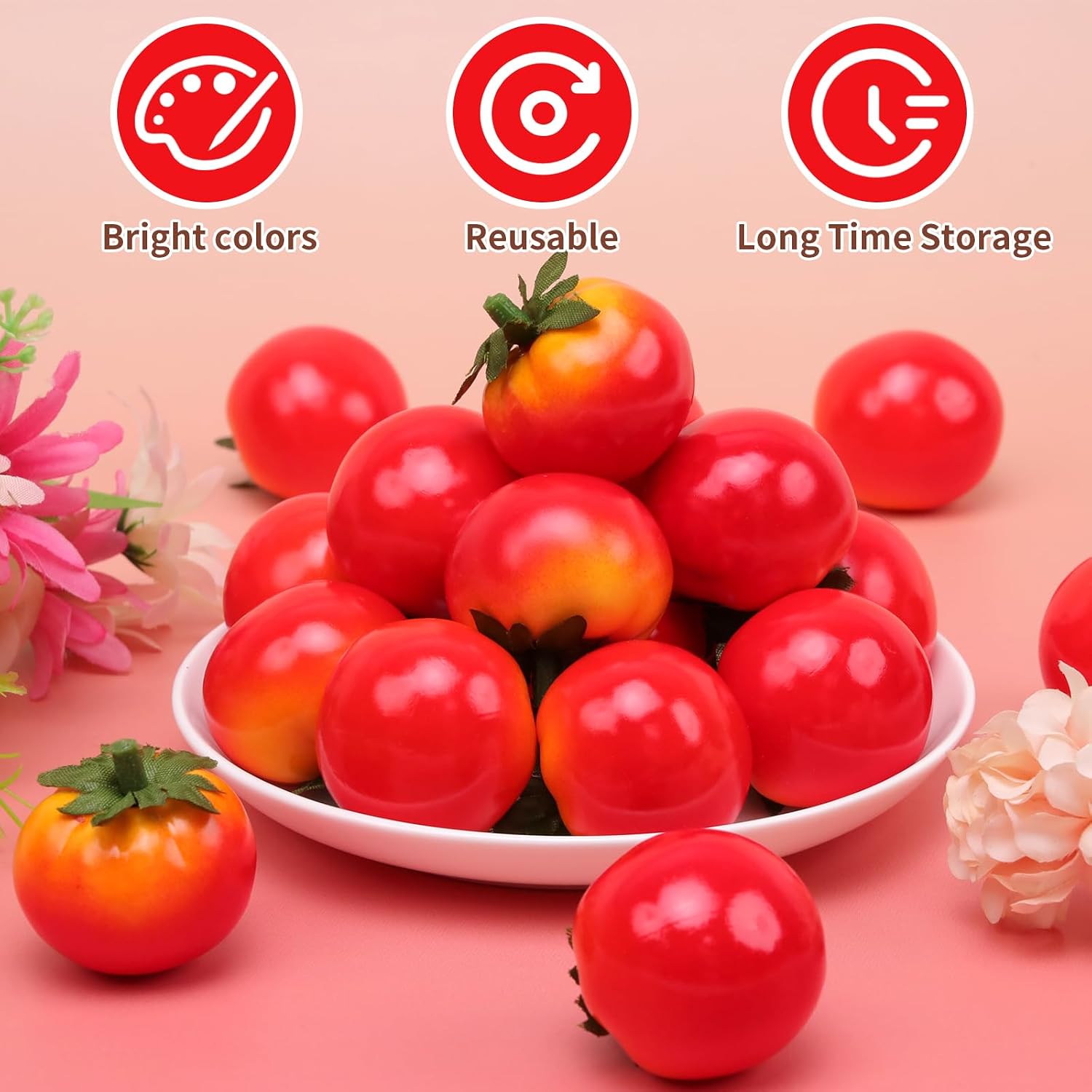 Gresorth 40pcs Mini Artificial Tomato Decoration Fake Lifelike Fruit Ornament Home Party Christmas DIY Material - 3.5 cm