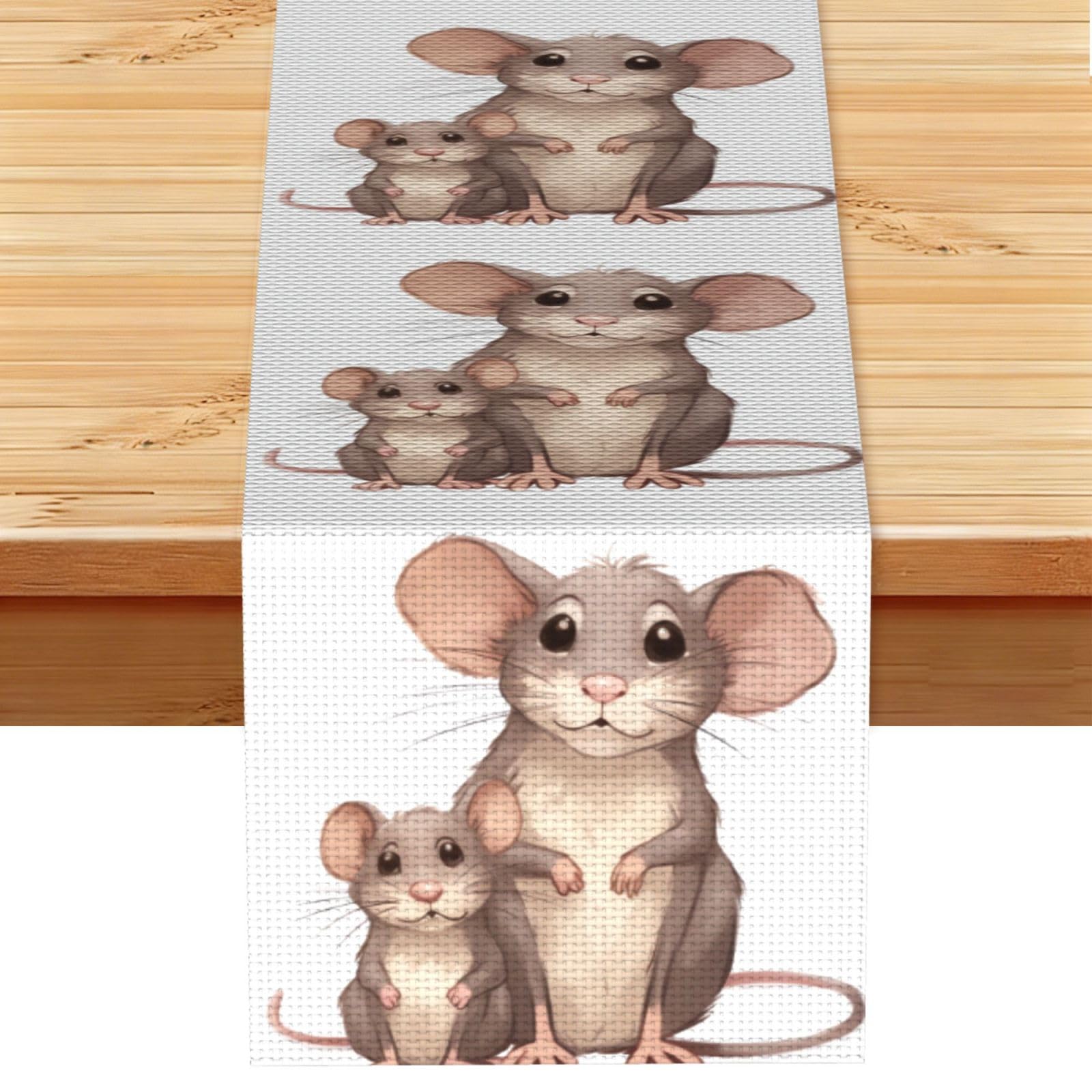 Rats Table Runner 13 x 72 Inches Long, Cotton Linen Table Runners for Kitchen Dining Table Decoration - Washable Tablecloth Modern Tablerunner for Home Party Decor