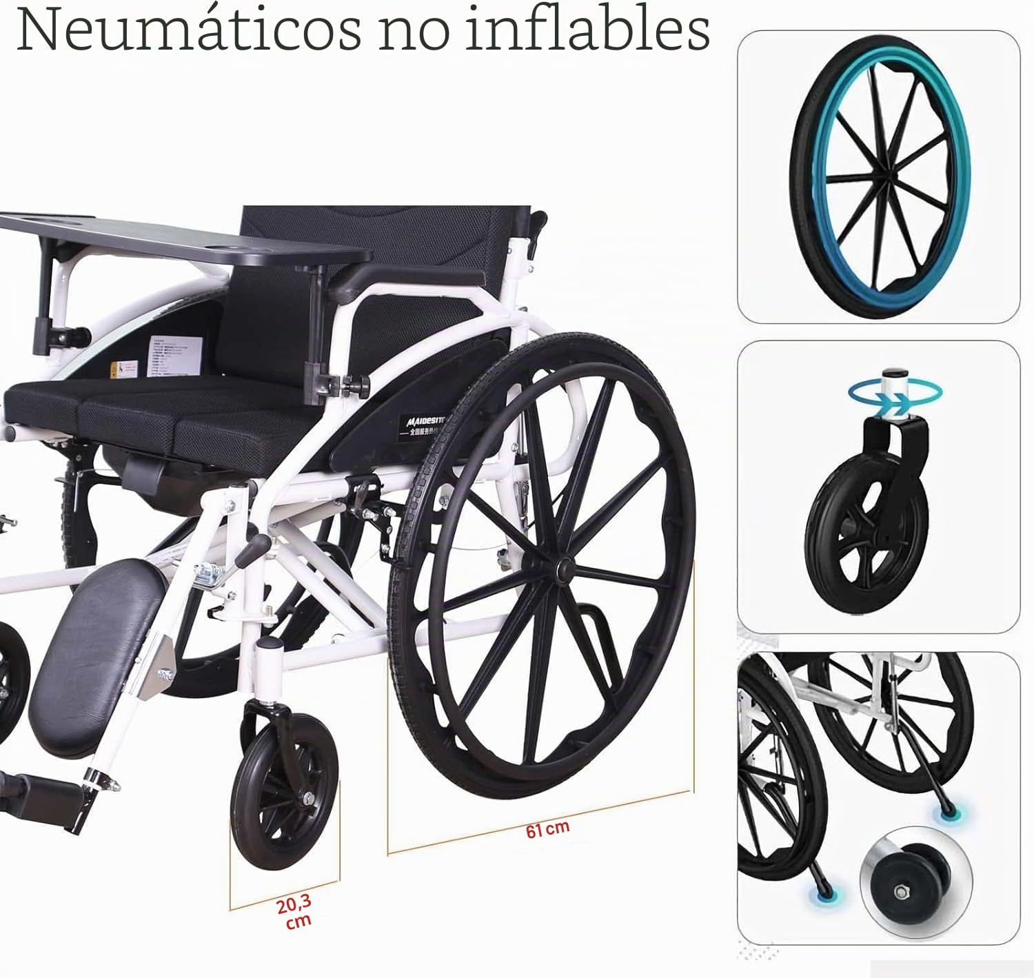 Silla de ruedas MKYOKO reclinable, ligera, de acero al carbono, plegable, autopropulsada, con respaldo alto, reposacabezas extraíble, 180° completo, Gris O Plateado