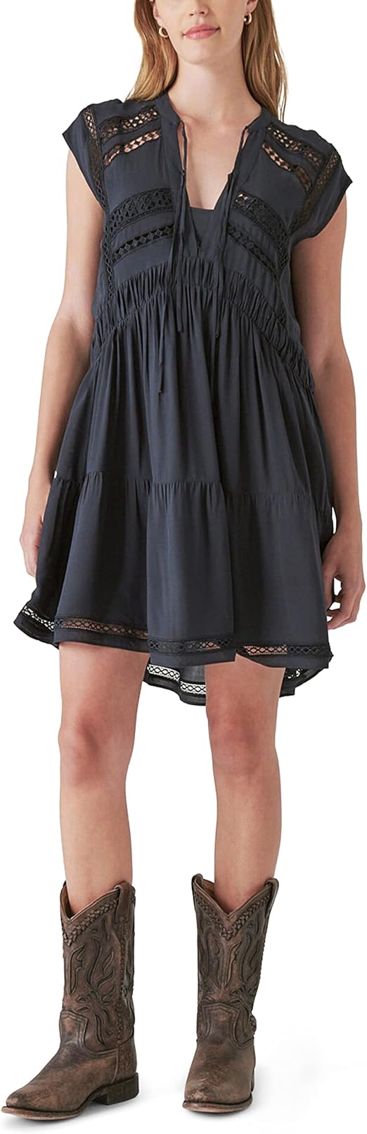 Lucky Brand Women's Lace Inset Dress, Jet Black, Medium : Amazon.sg: Fashion Lucky Brand Women's Lace Inset Dress, Jet Black, Medium : Amazon.sg: Fashion