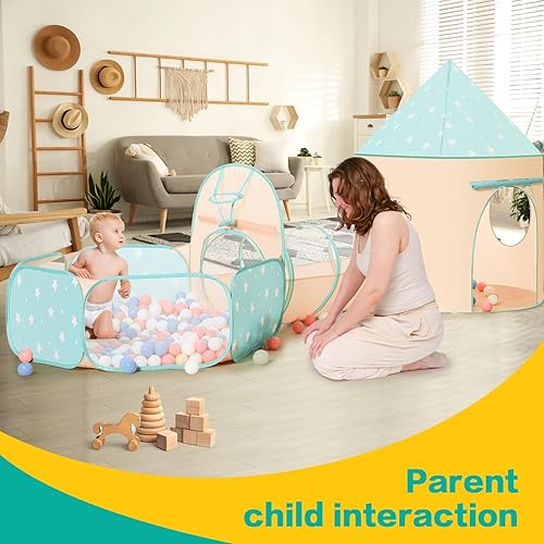 Vista 66 de PigPigPen Tienda de campaña de 3 piezas para niñas con hoyo de bolas, túnel de gateo, carpas de princesa para niños pequeños, juguetes de casa