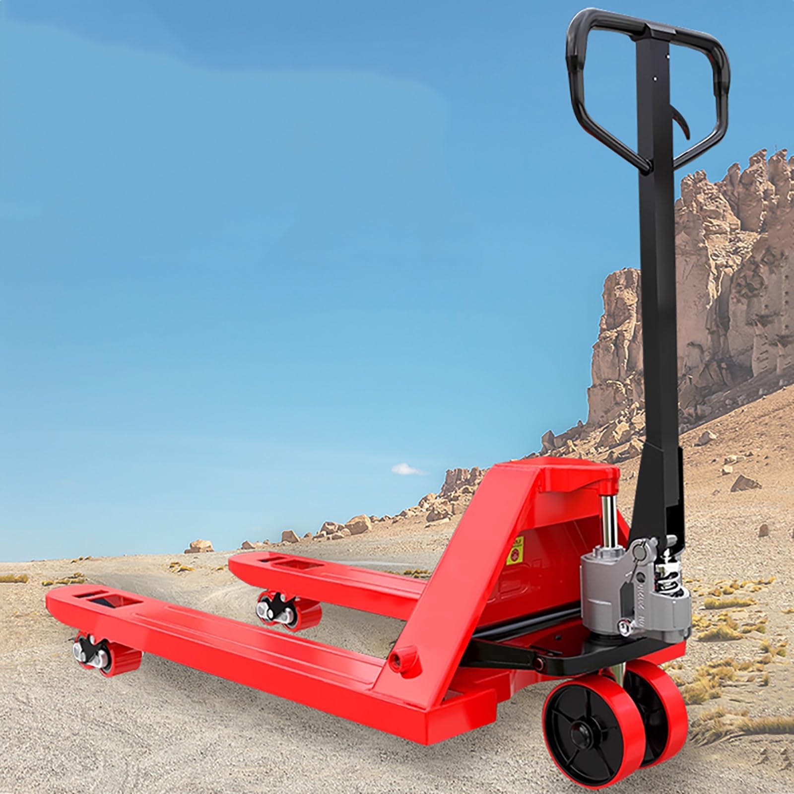 Carrello elevatore idraulico manuale per pallet con ruote in PU, per magazzini, supermercati e logistica, supporto per il trasporto (capacità XXL)