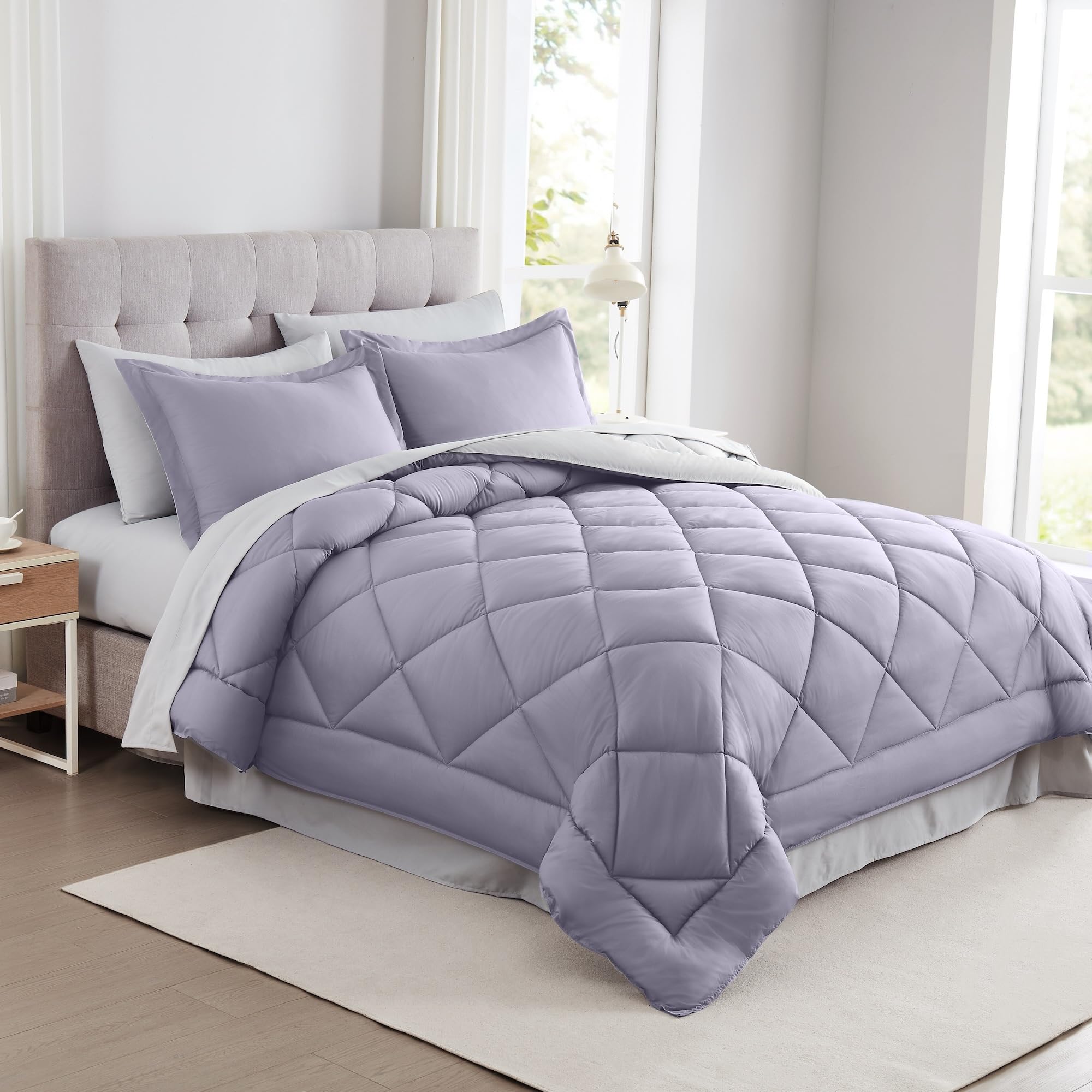 Modern Threads 7-Piece Reversible Comforter Set - Bedding Ensemble with Comforter, Sheets, Pillowcases, and Shams, Lavender King