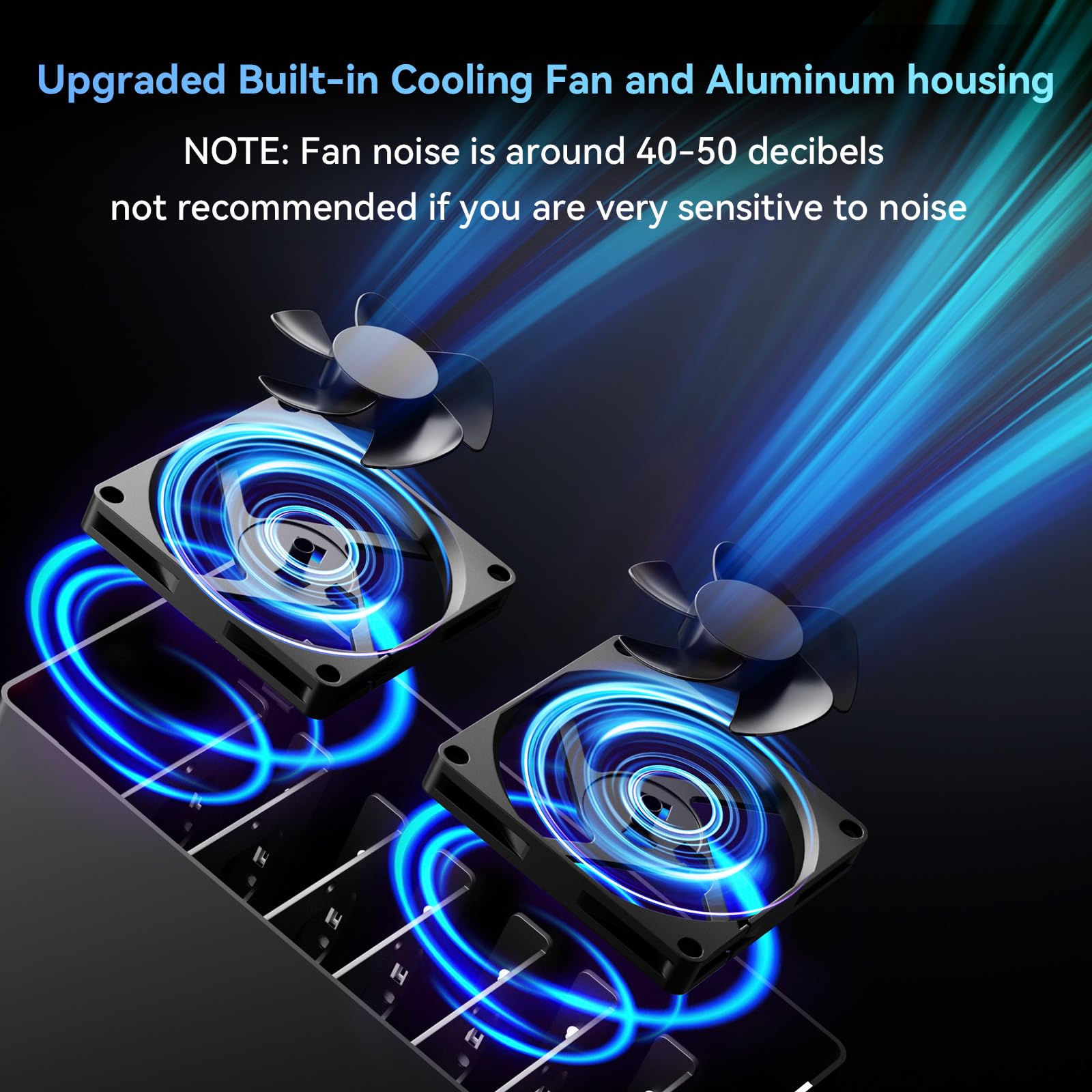 Caja Discos Duros, Caja 8 Bahías de Aluminio 10Gbps con Ventilador para HDD/SSD SATA 2,5/3,5, Cable USB A/C 3.2 con Sustitución en Caliente, Carcasa HDD Sin Herramientas, Das (sin Raid/NAS)