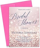 Vista 1 de Modern Pink Paper Invitaciones de despedida de soltera de oro rosa con sobres, elegantes invitaciones de despedida de soltera con efecto