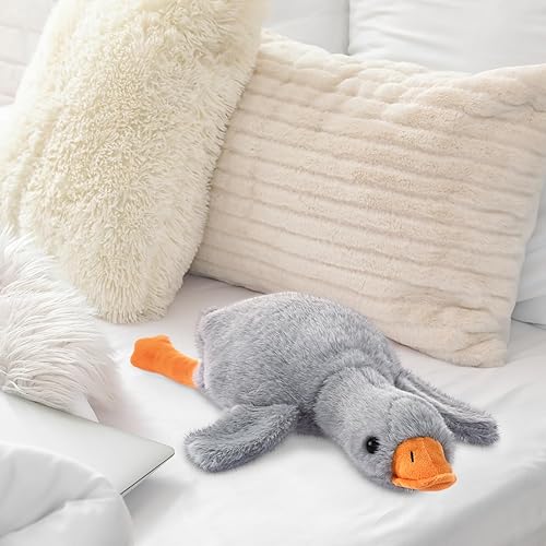 Vista 13 de Lenwen Peluche de ganso gigante de 51.2 pulgadas, peluche grande de pato suave, linda almohada de ganso, regalos de fiesta de cumpleaños para niños