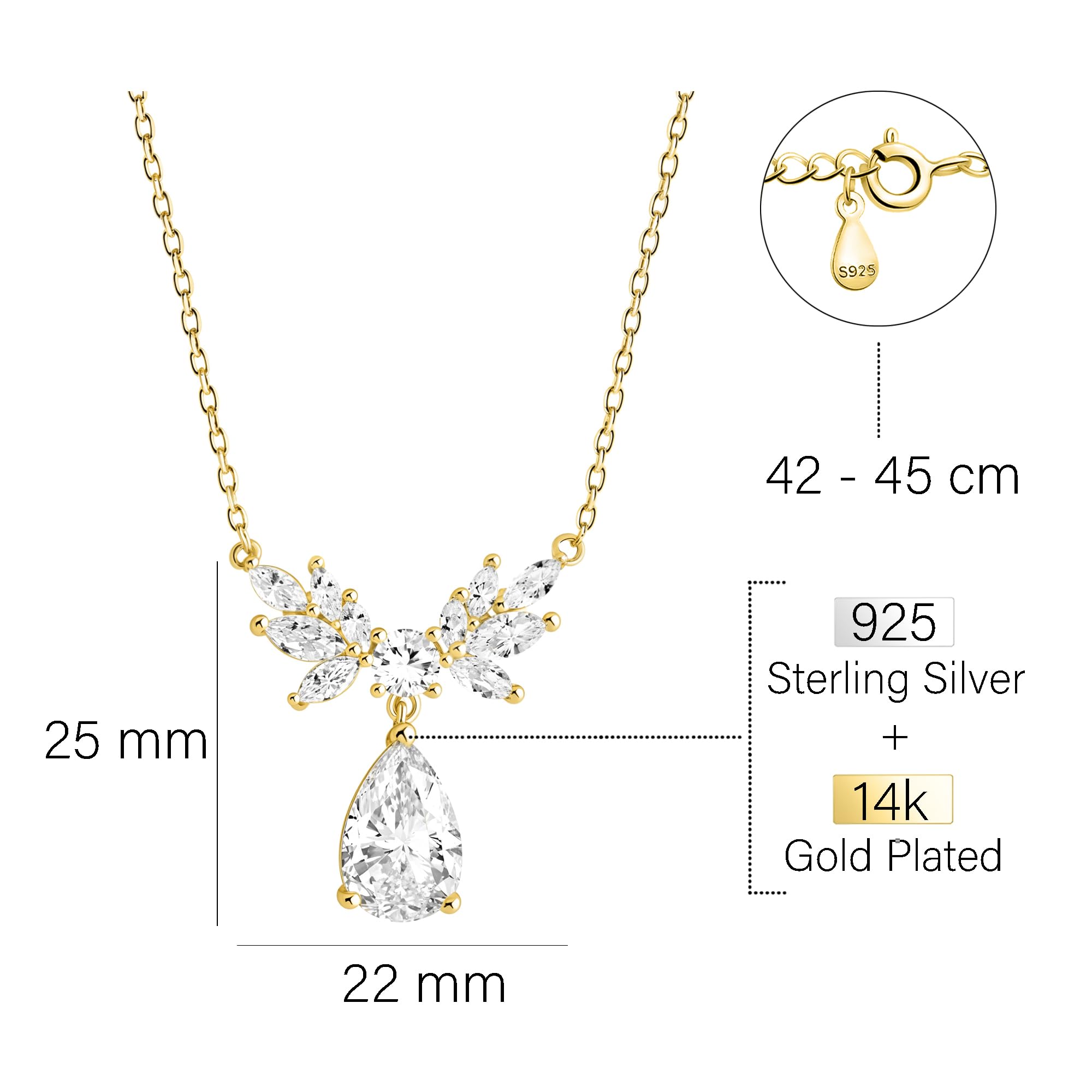 Sofia Milani - Damen Halskette 925 Silber - Engel Zirkonia Anhänger