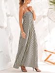 CUPSHE Womens Summer Maxi Dress Casual Sleeveless Square Neck Striped Beach Long Dress with Pockets
