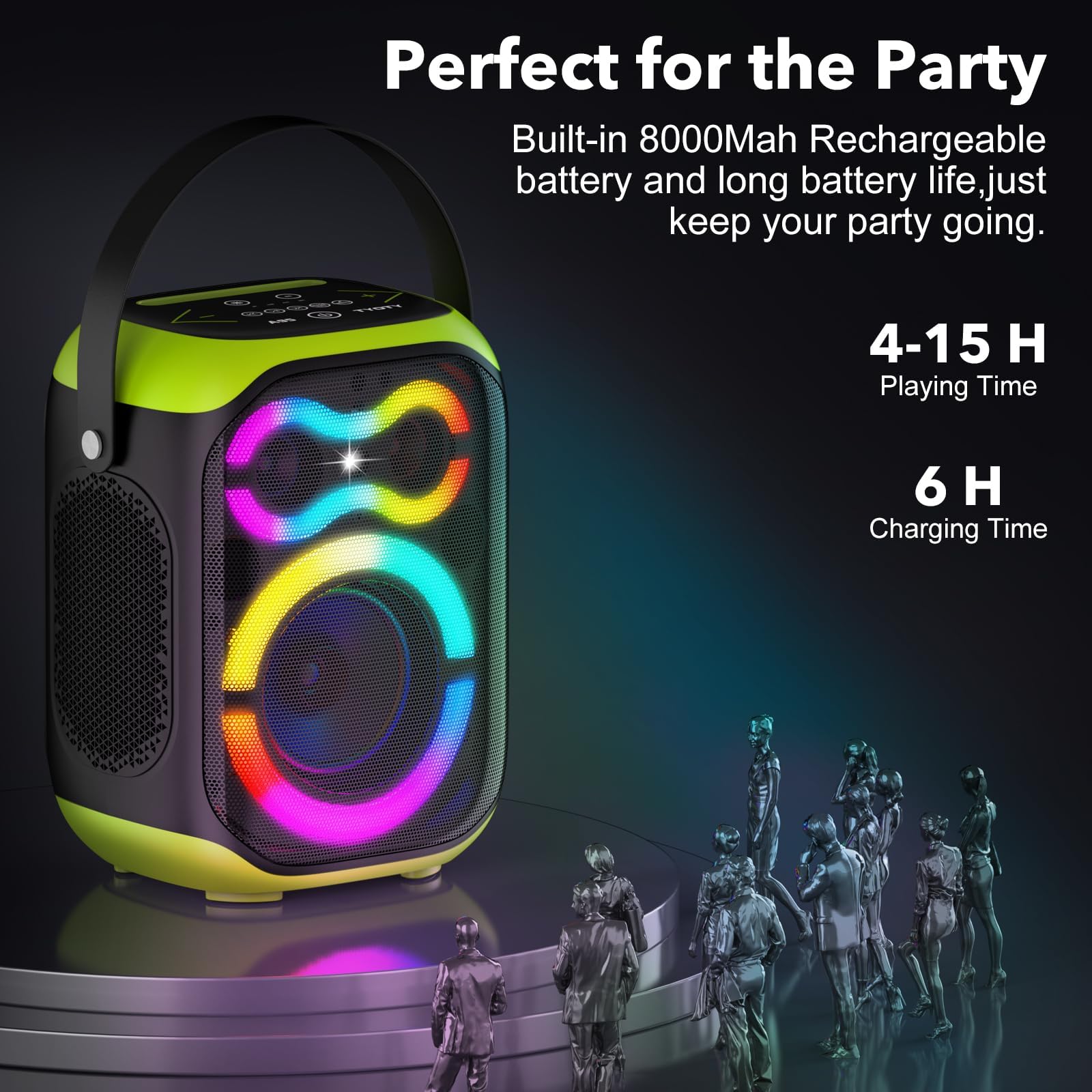TYOTY Altoparlanti portatili Bluetooth 80W grande potente wireless all'aperto forte stereo basso profondo Boombox TWS Home Party altoparlante con luci a LED del subwoofer