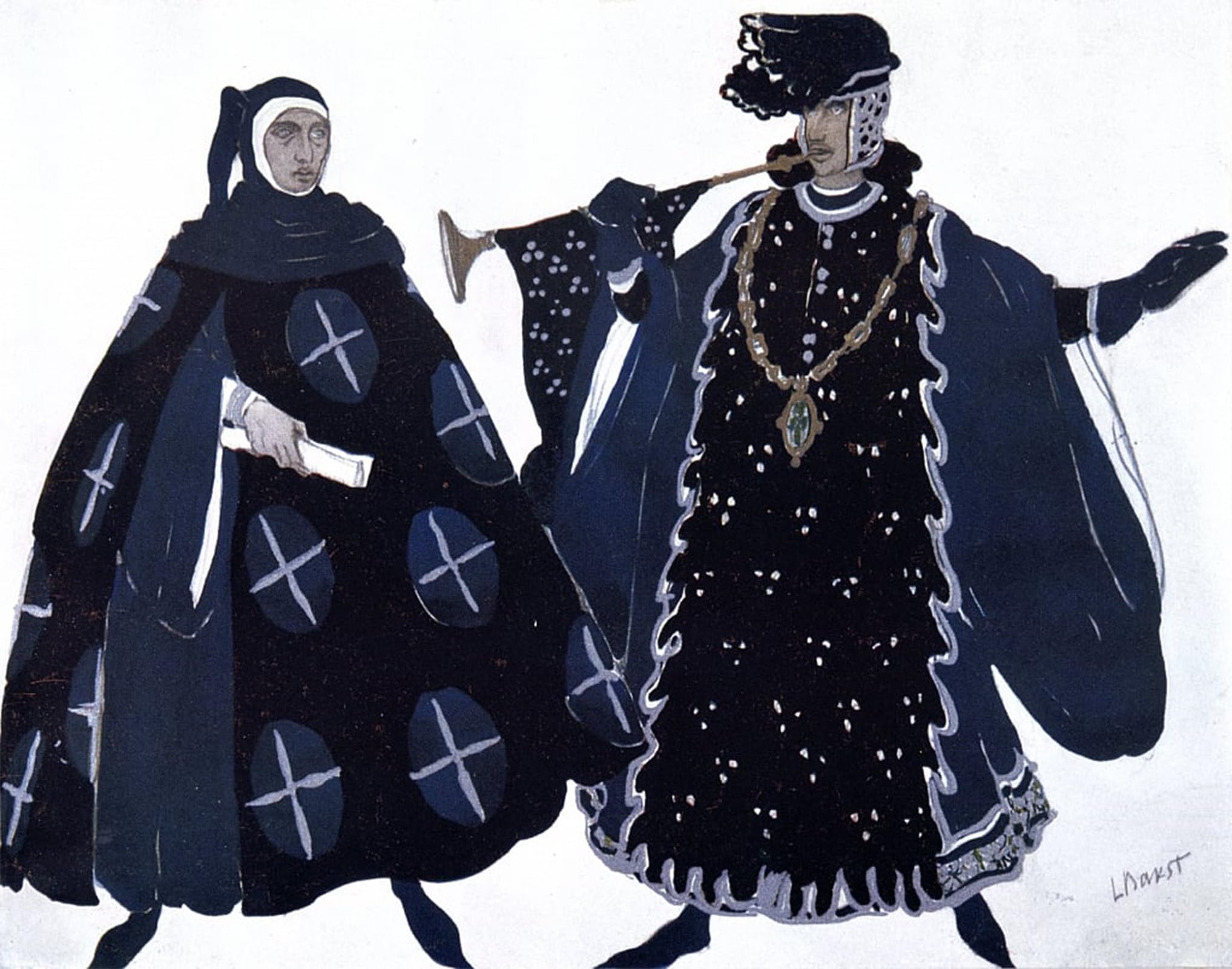SERENDIPITP Vintage Wall Art Canvas Nordic Poster Canvas Print Picture Two Heralds Ballet Canvas Painting Picture by Leon Bakst Wall Art Poster for Home Decor 60x90cm