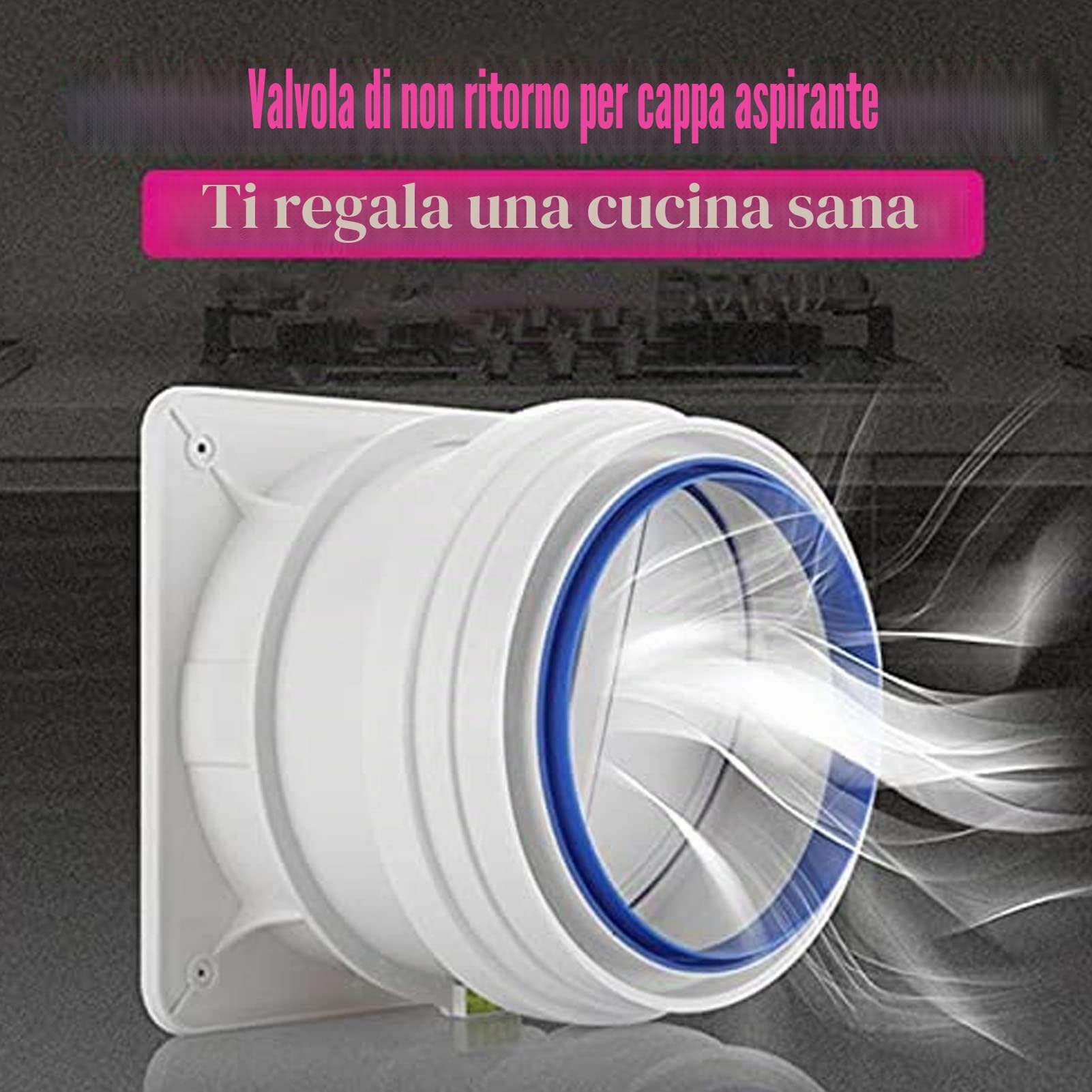 Valvola di ritegno per cappa aspirante, anello in silicone Valvola di scarico ad alta tenuta separabile senza perdite con fascette per canna fumaria 150-180 mm