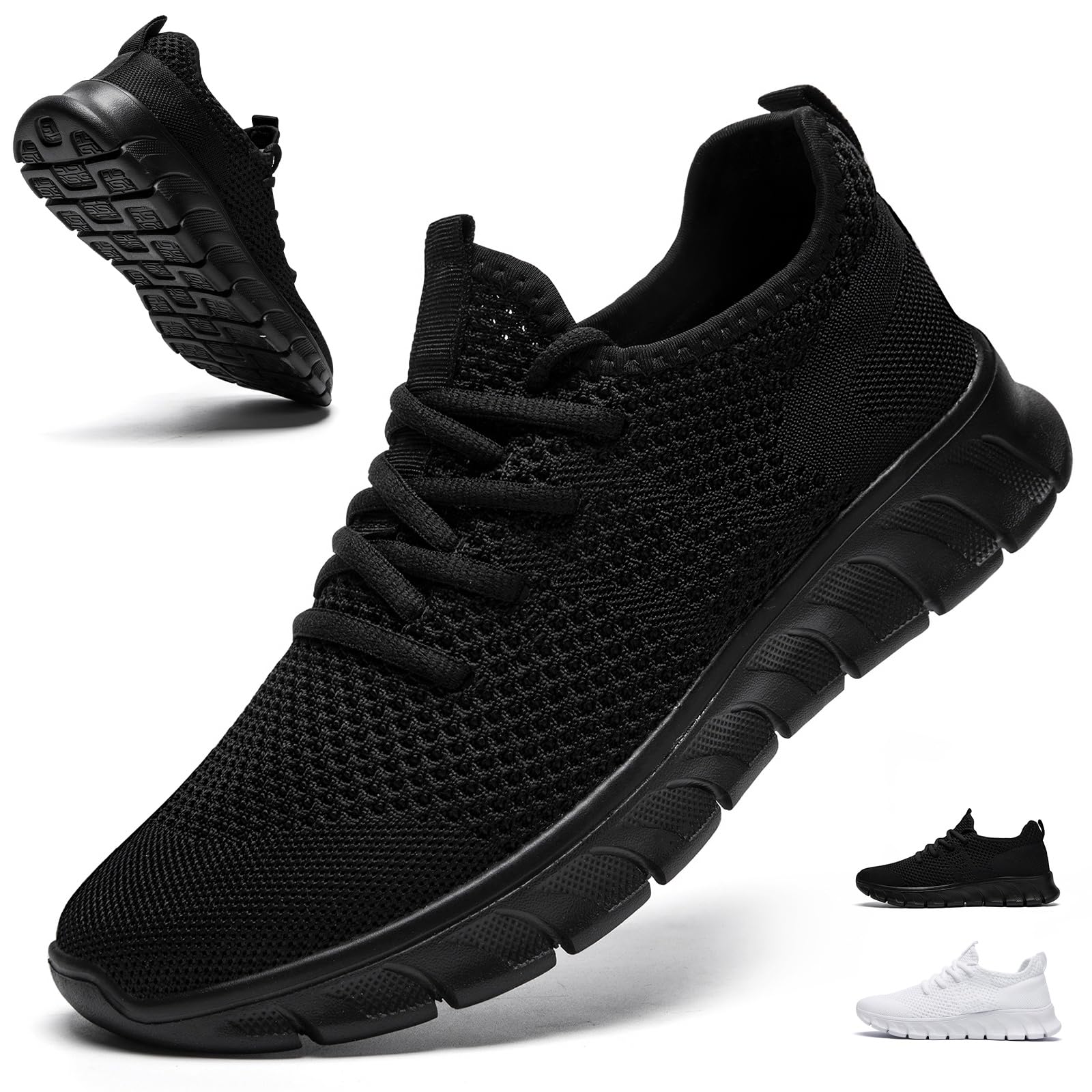 Photo 1 of CMNZHK Womens Running Shoes Tennis Sneakers Black Size 8 Slip on Walking Gym Work Shoes Non Slip Comfortable Lightweight Athletic Workout Sport Shoe